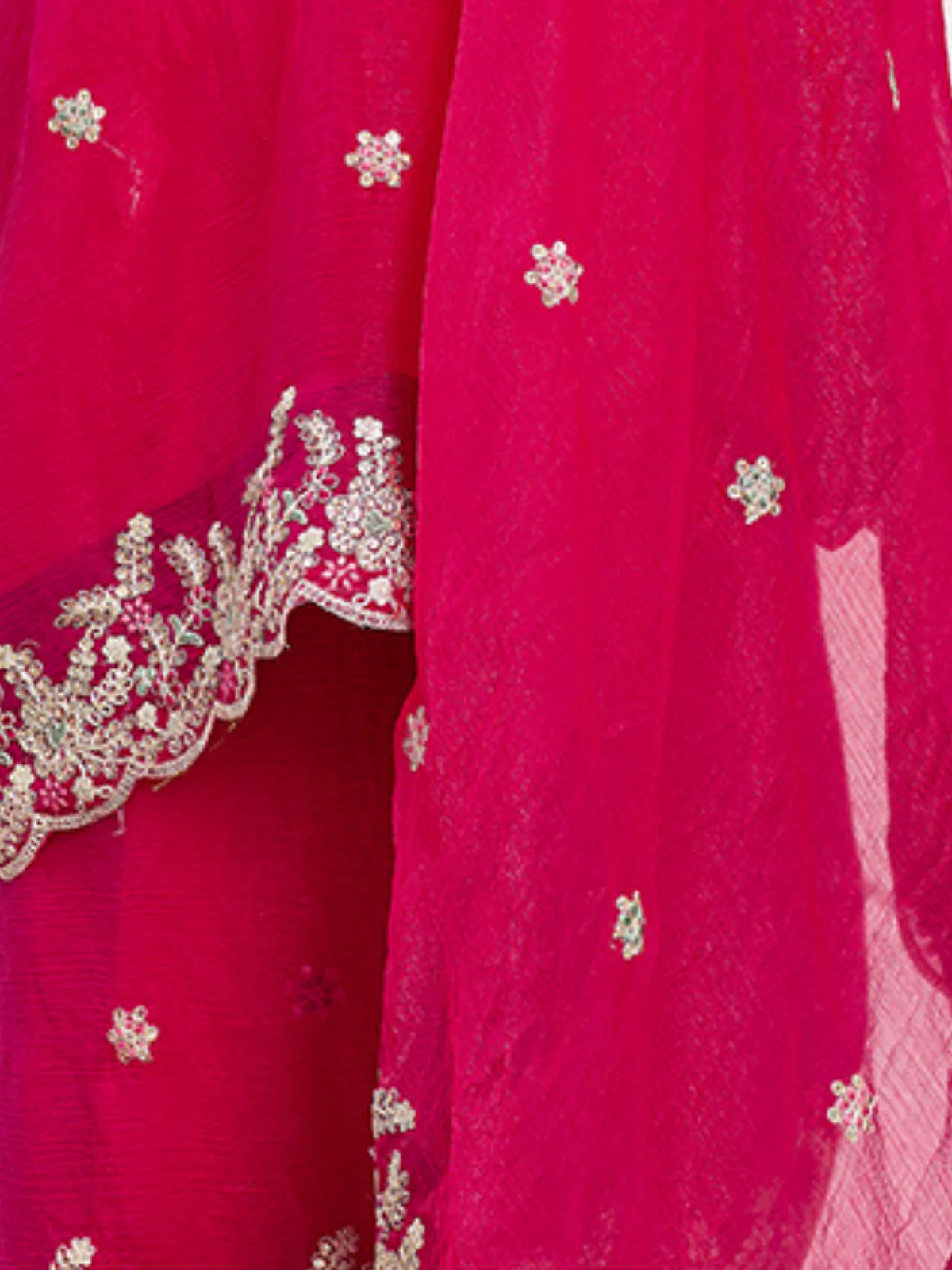 Odette Pink Chiffon Embroidered Saree For Women - Image 5