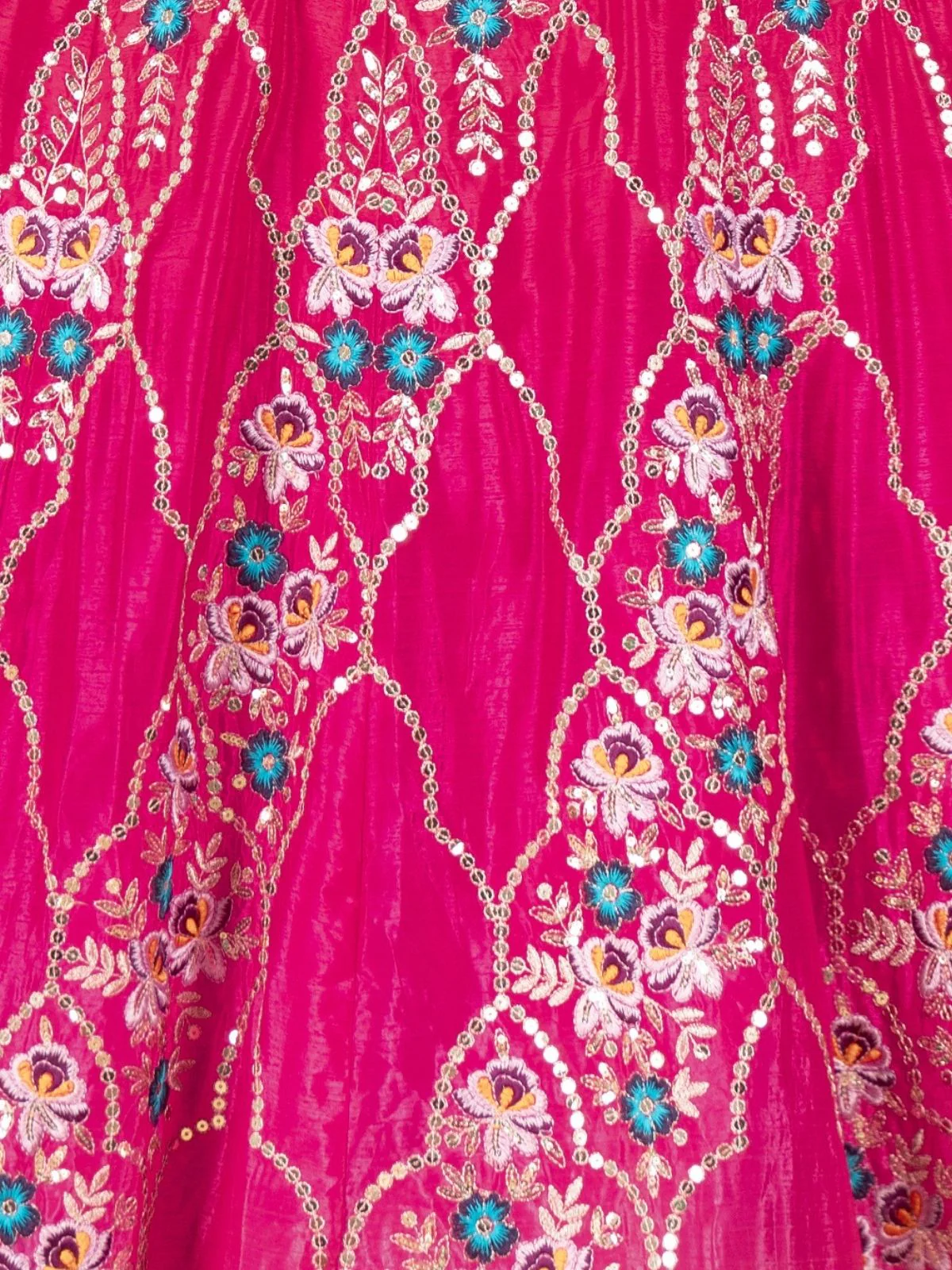 Odette Pink Chinon Embellished Semi Stitched Lehenga For Women - Image 5