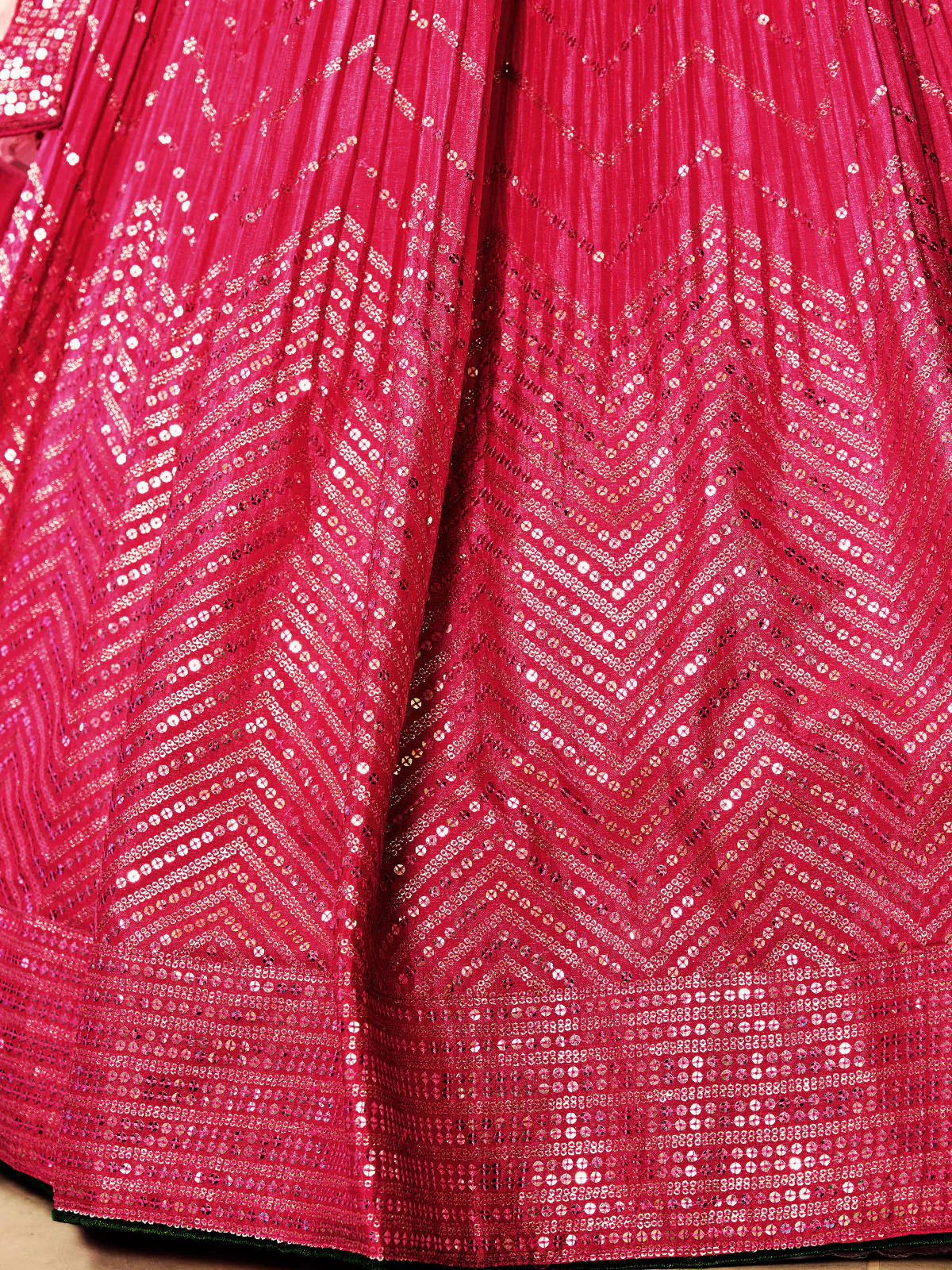 Odette Pink Chinon Embellished Semi Stitched Lehenga With Unstitched Blouse For Women - Image 6