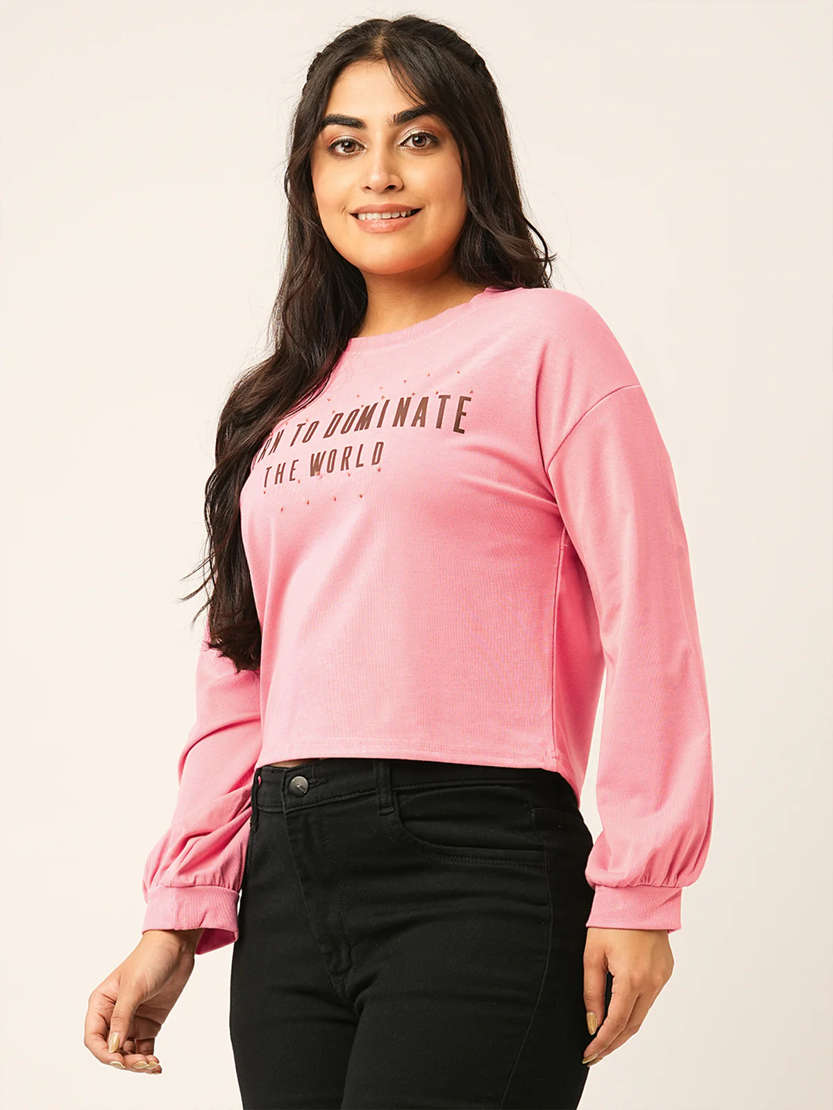 Odette Pink Cotton Printed Top For Women - Image 3