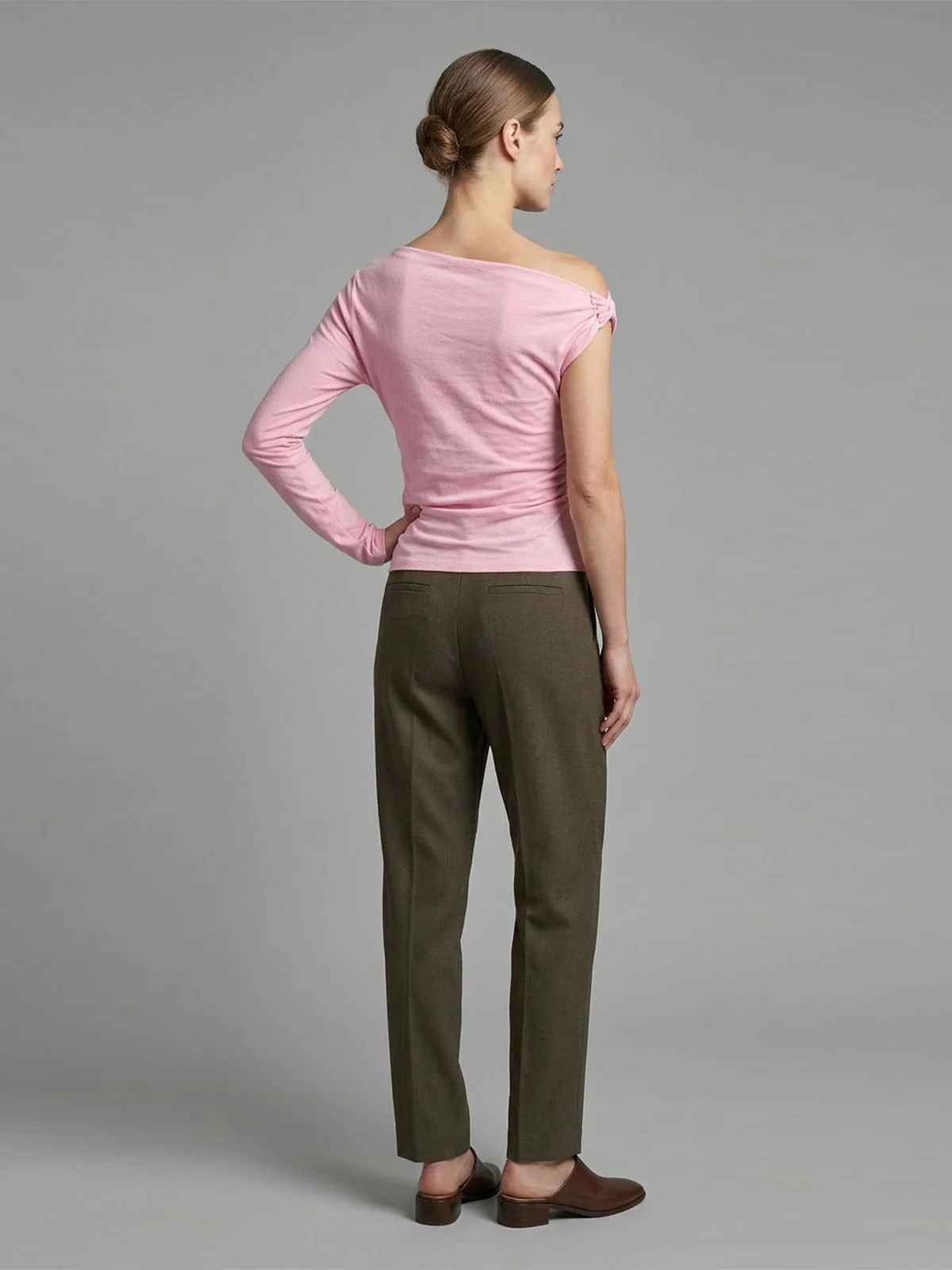 Odette Pink Cotton Rib Solid Top For Women - Image 3