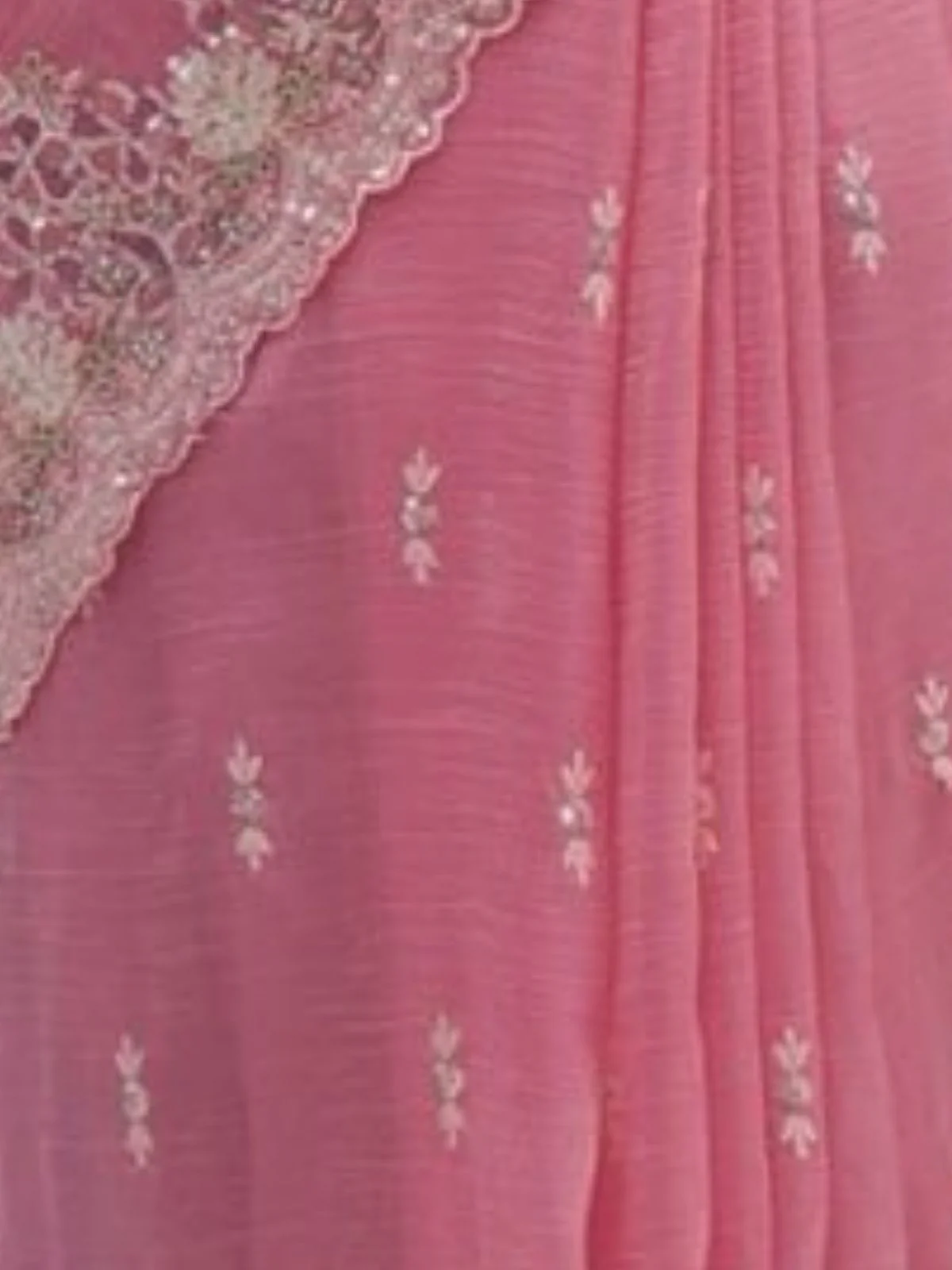 Odette Pink Crush Embroidered Saree For Women - Image 4