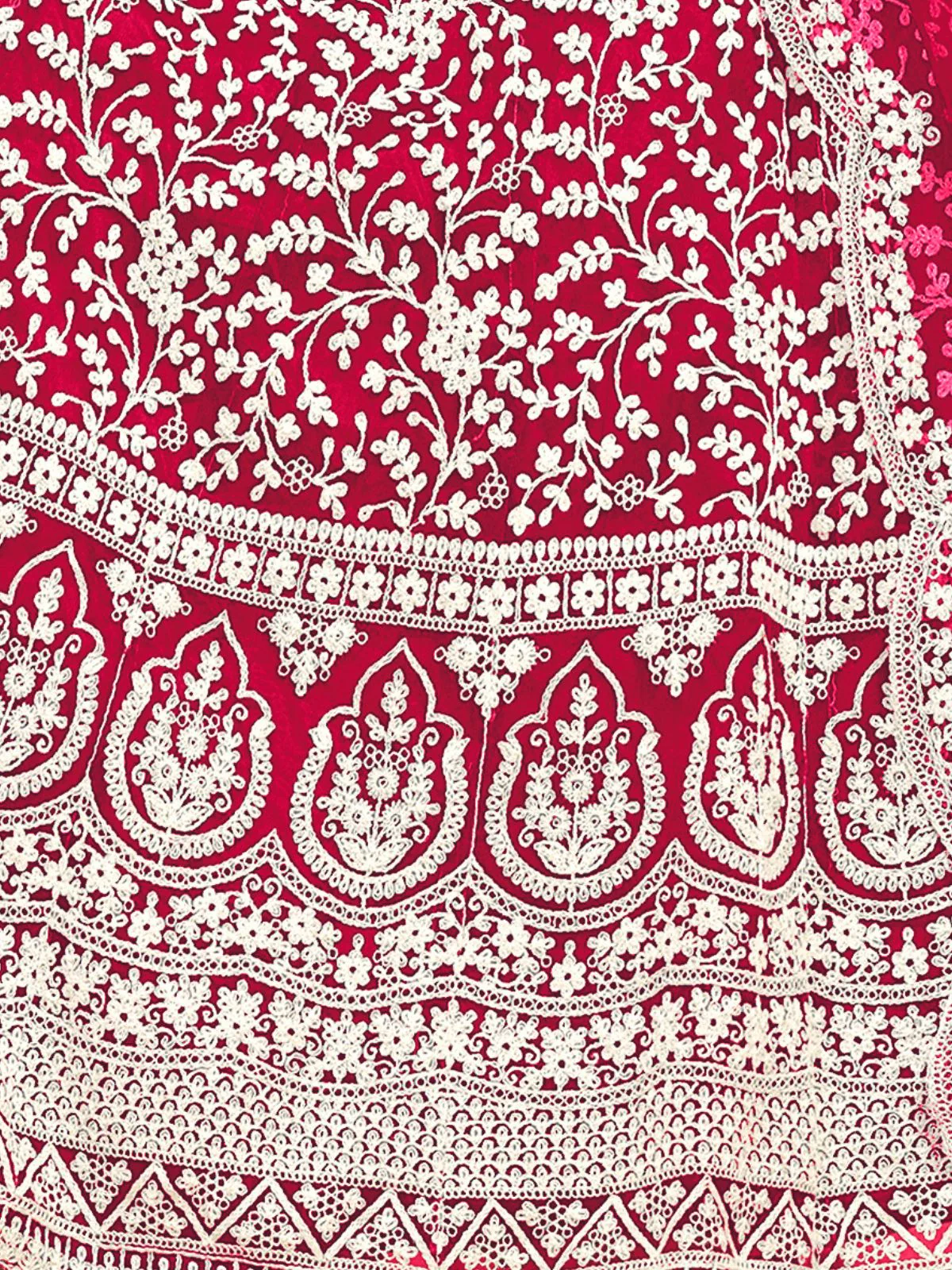 Odette Pink Embroidered Net Semi Stitched Gown With Dupatta For Women - Image 5