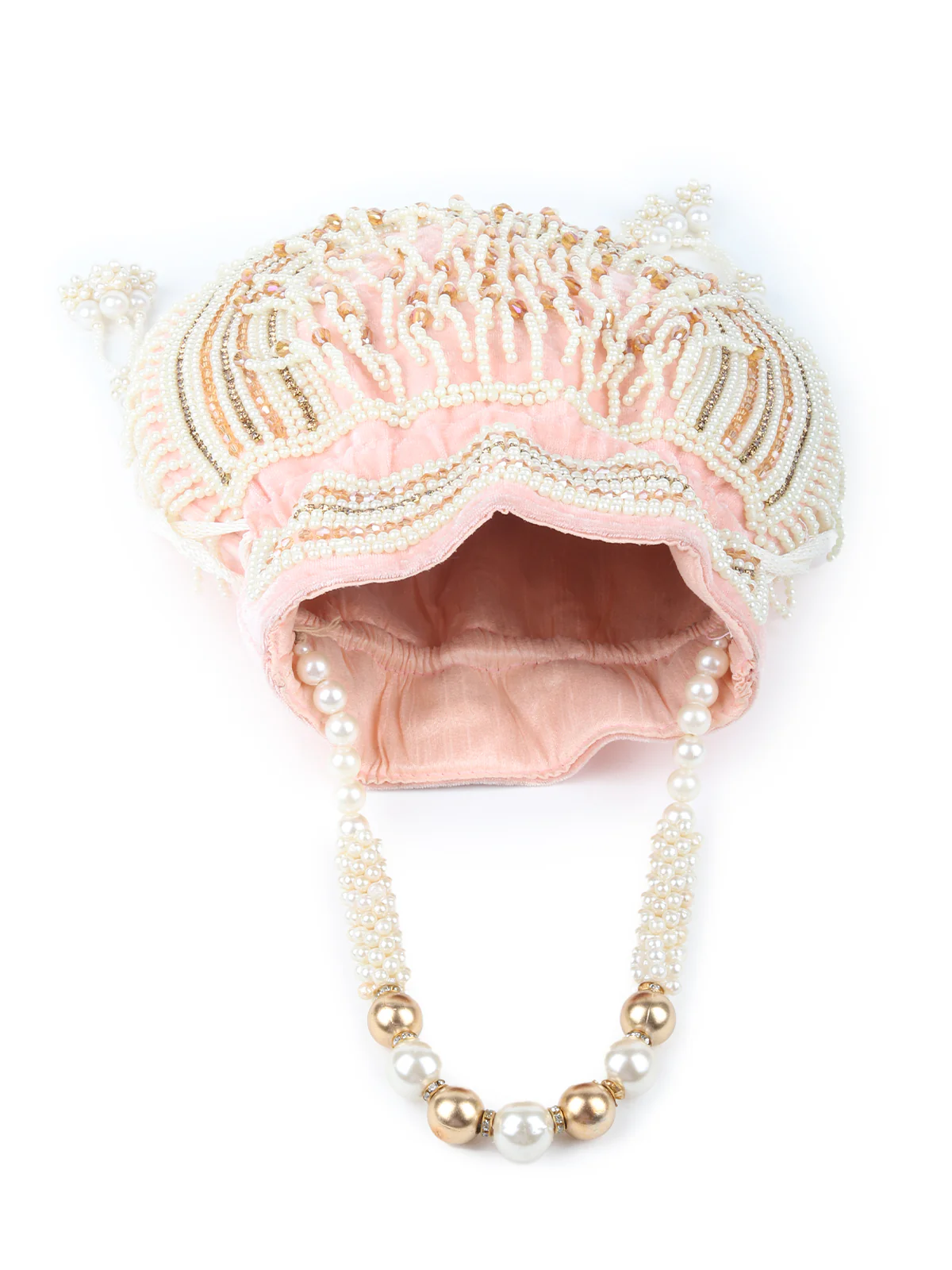 Odette Pink Embroidered Potli Bag For Women - Image 6