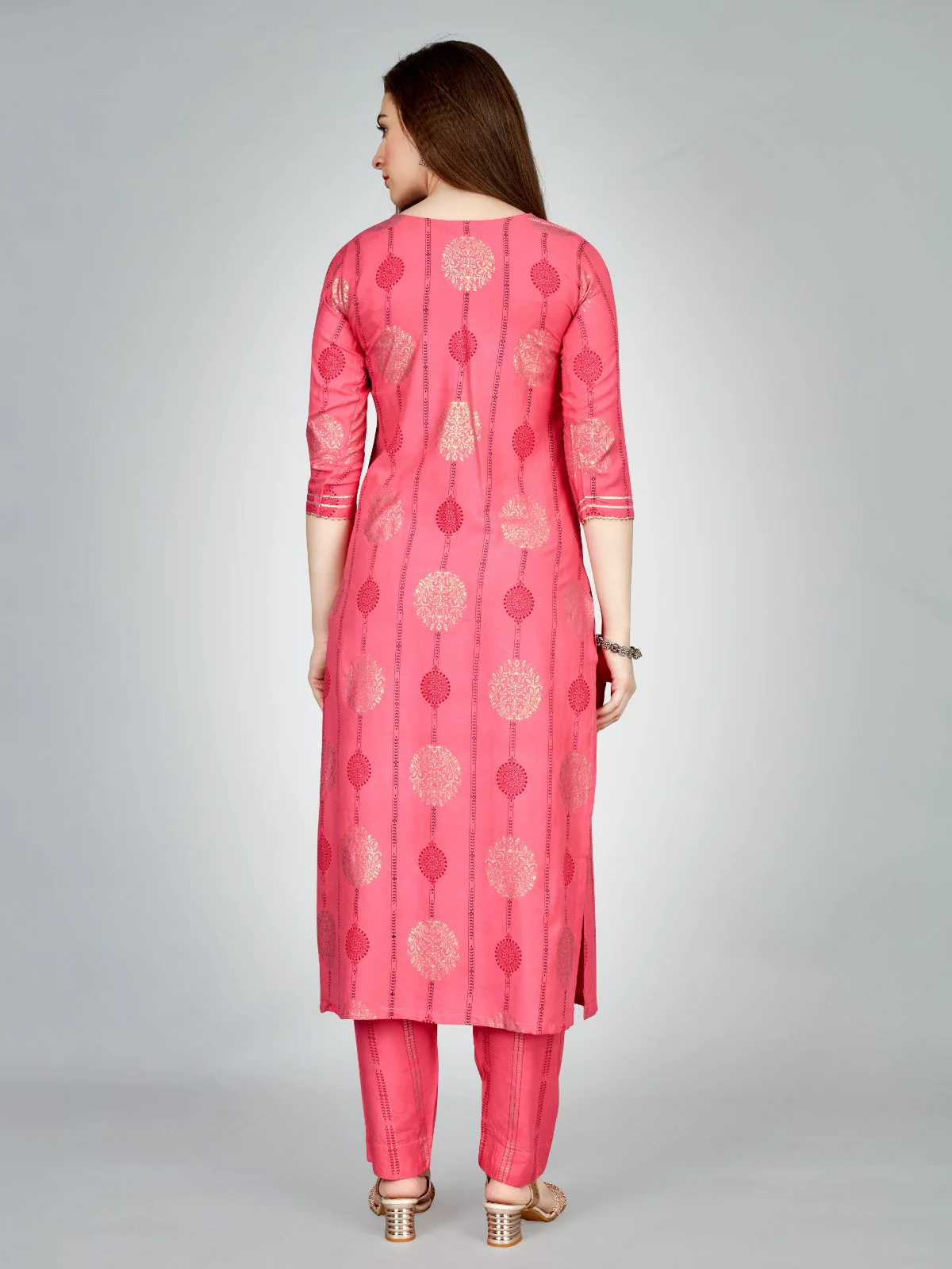 Odette Pink Embroidered Rayon Stitched Kurta Set For Women - Image 5