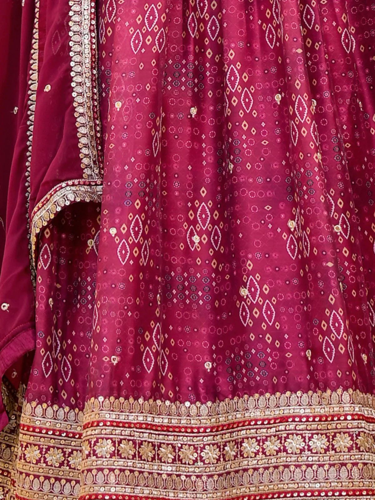 Odette Pink Georgette  Digital Printed With Sequins Work Stitched lehenga For Women - Image 6