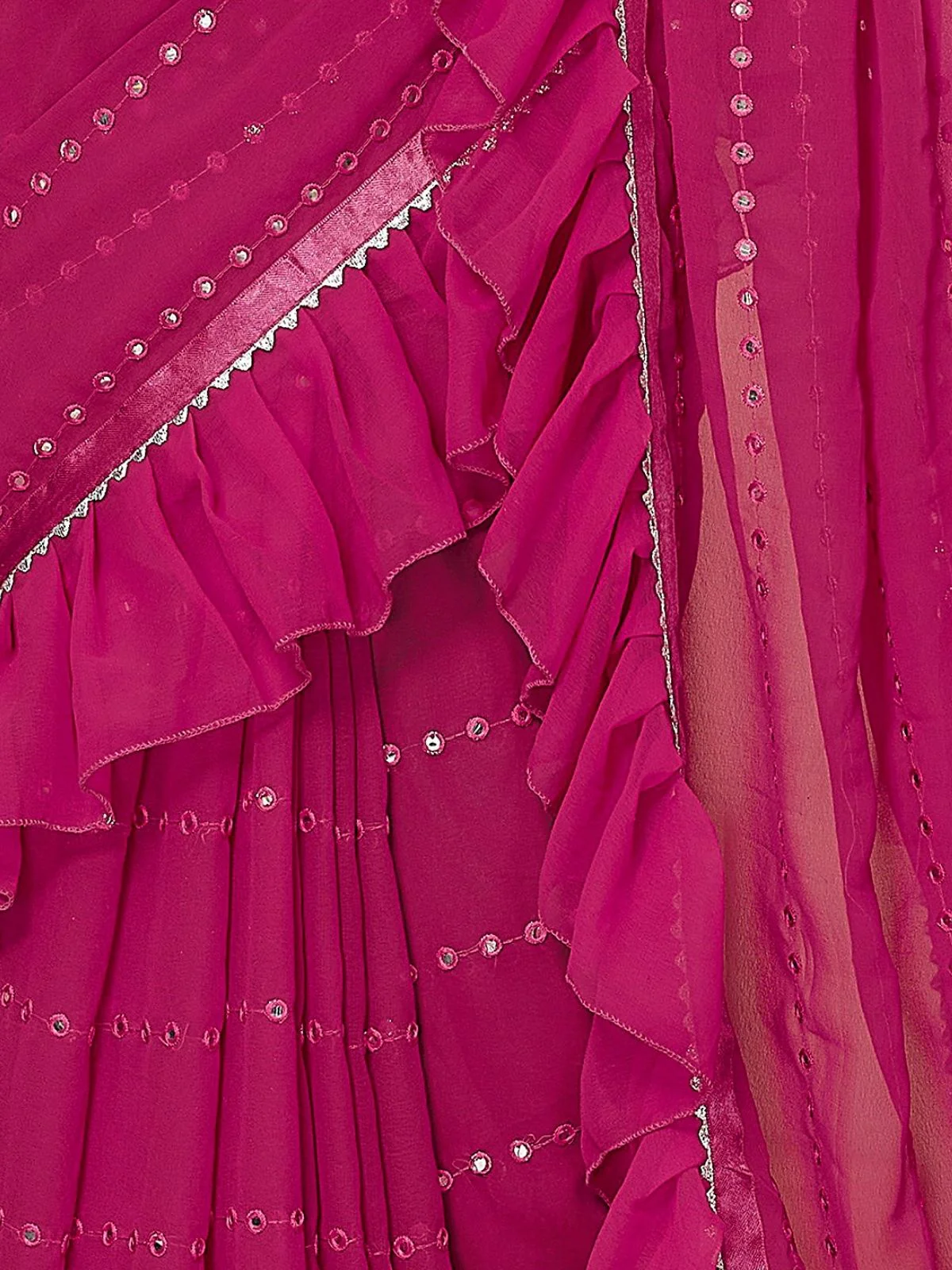 Odette Pink Georgette Embellished Saree For Women - Image 5