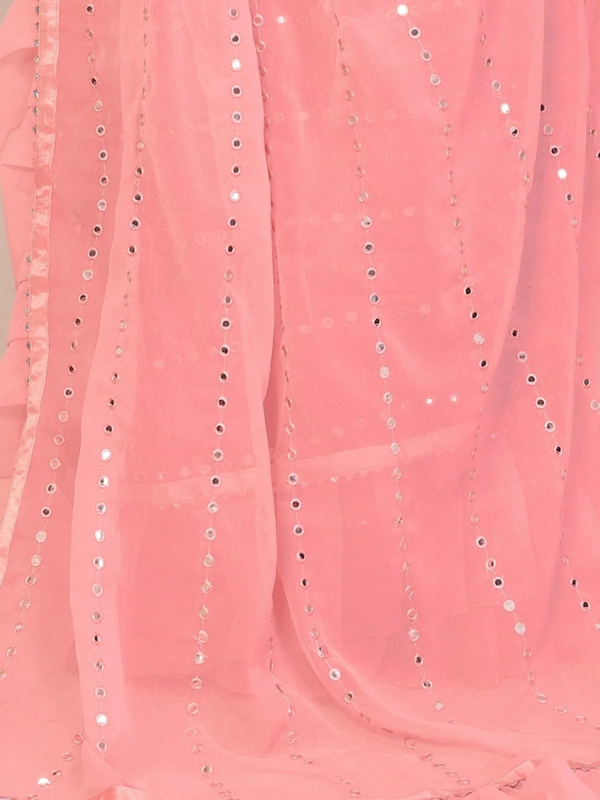 Odette Pink Georgette Embellished Saree For Women - Image 5