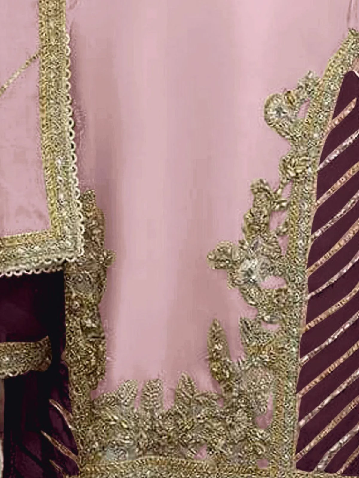 Odette Pink Georgette Embellished Semi stitched Kurta Set For Womenm - Image 4