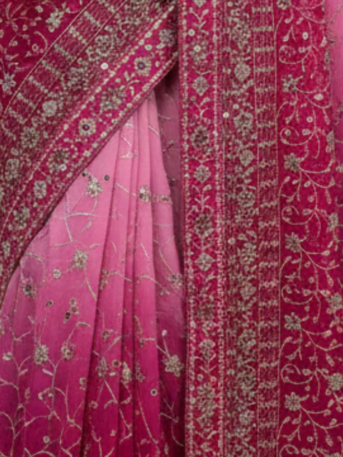 Odette Pink Georgette Embellished Solid Saree For Women - Image 4