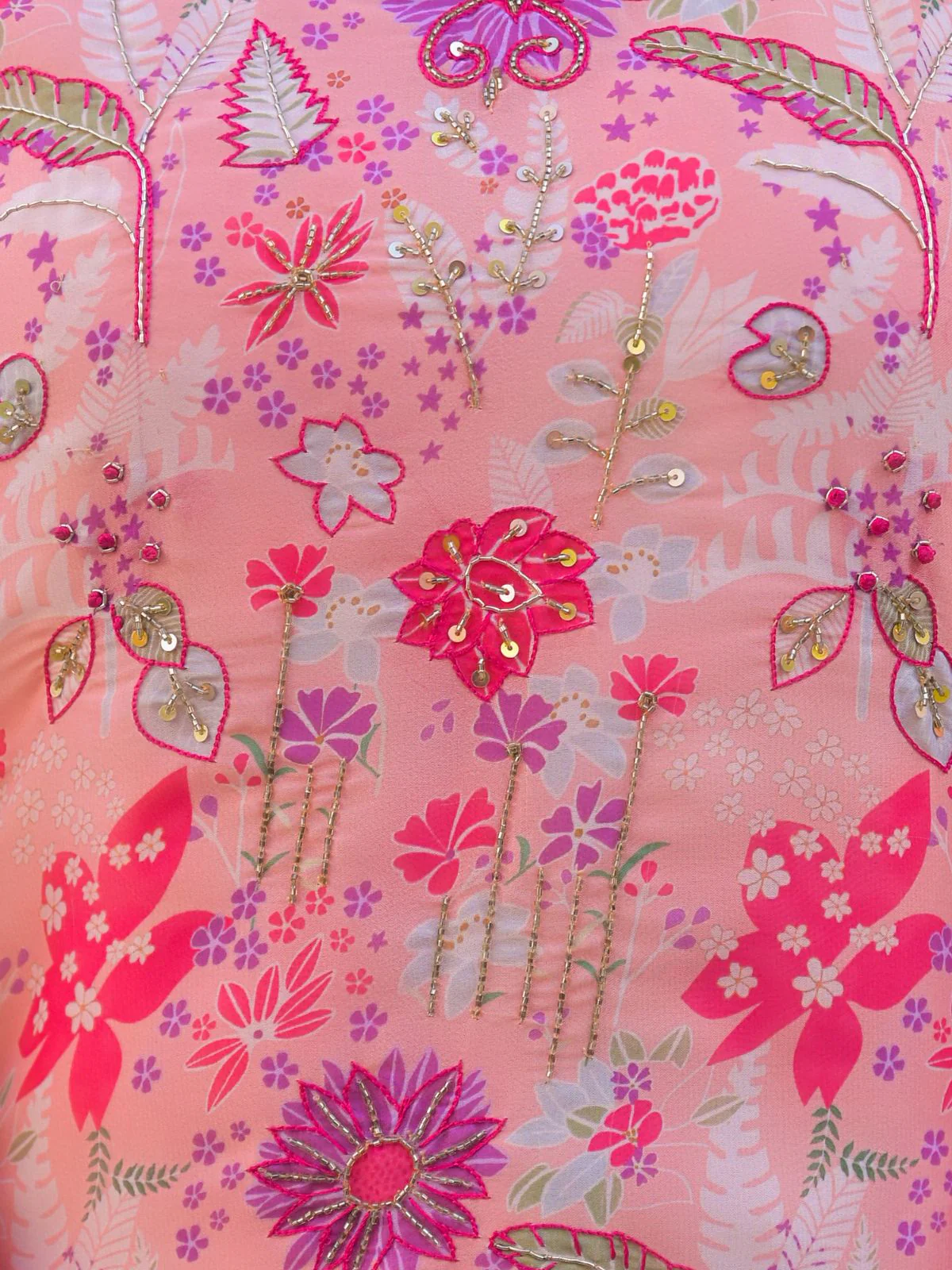 Odette Pink Georgette Embellished Stiched Kurta Set For Women - Image 6