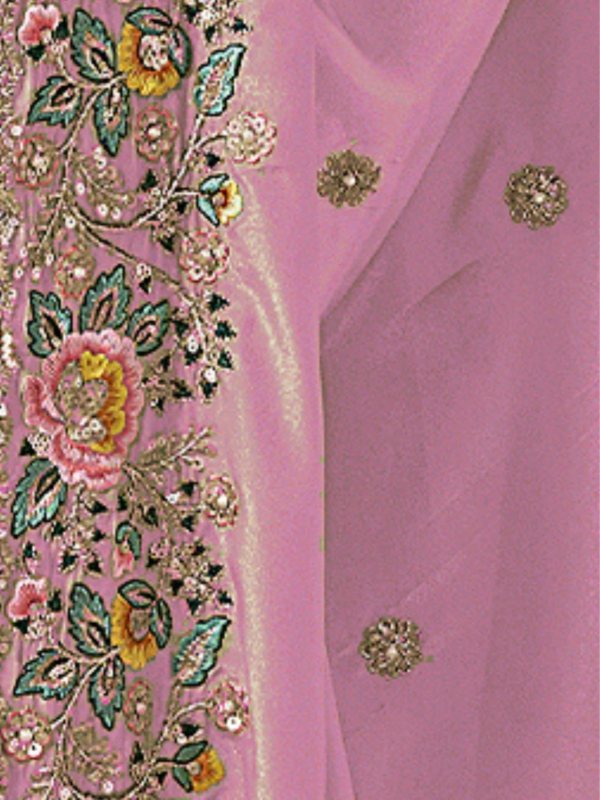 Odette Pink Georgette Embroidered Elegant Saree For Women - Image 4