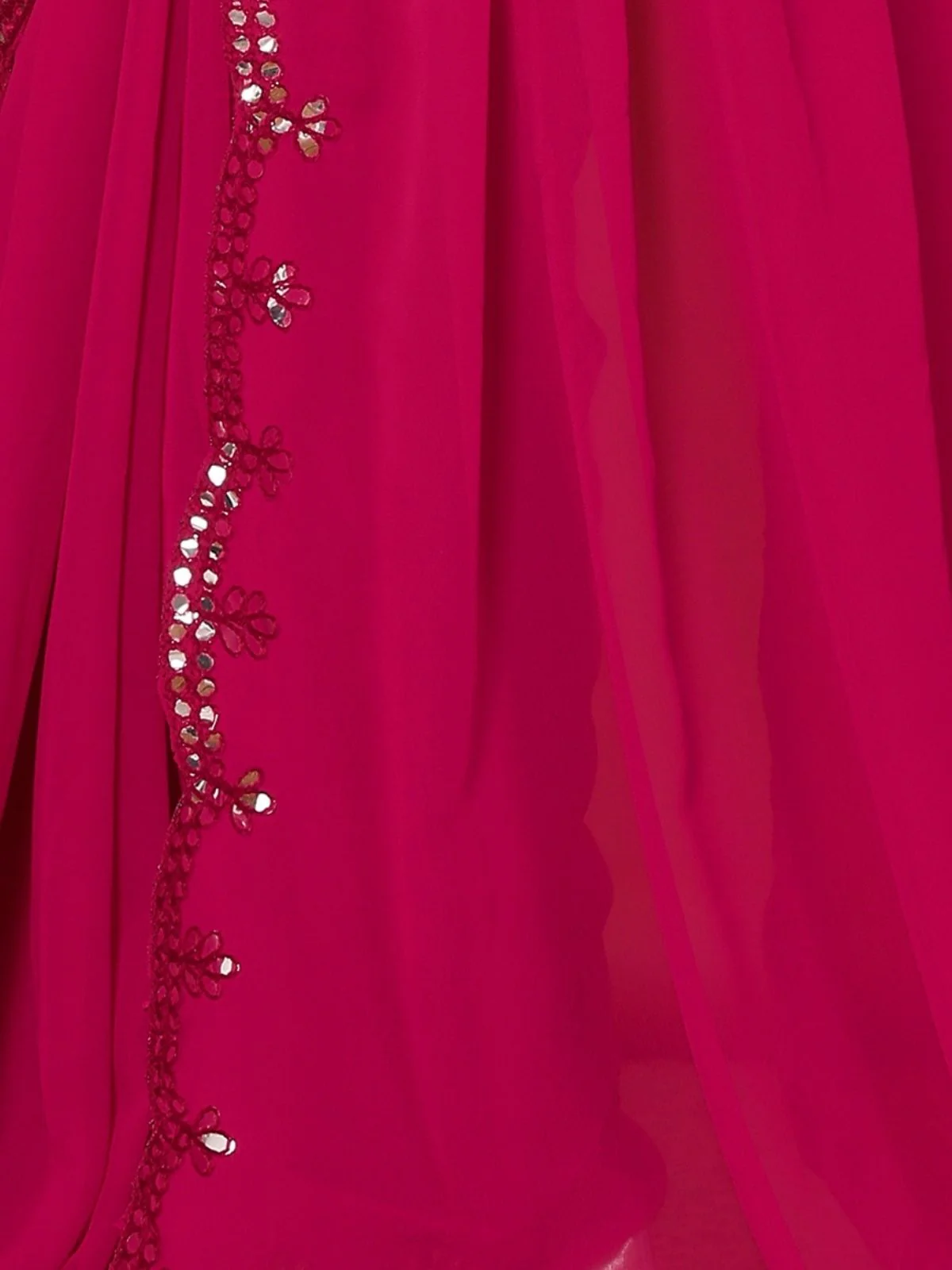Odette Pink Georgette Embroidered Saree For Women - Image 5