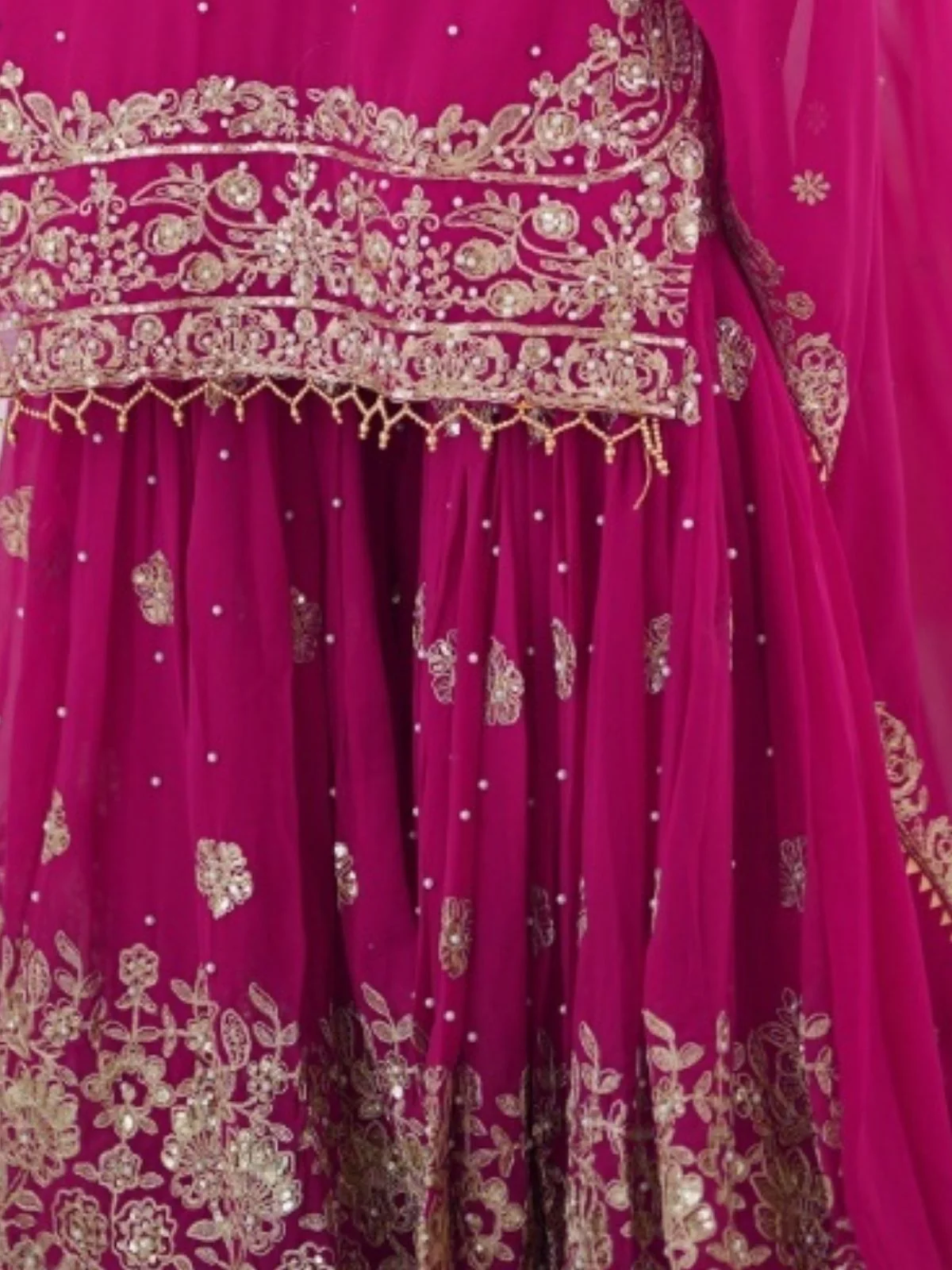 Odette Pink Georgette Embroidered Stitched Kurta Set For Women - Image 7