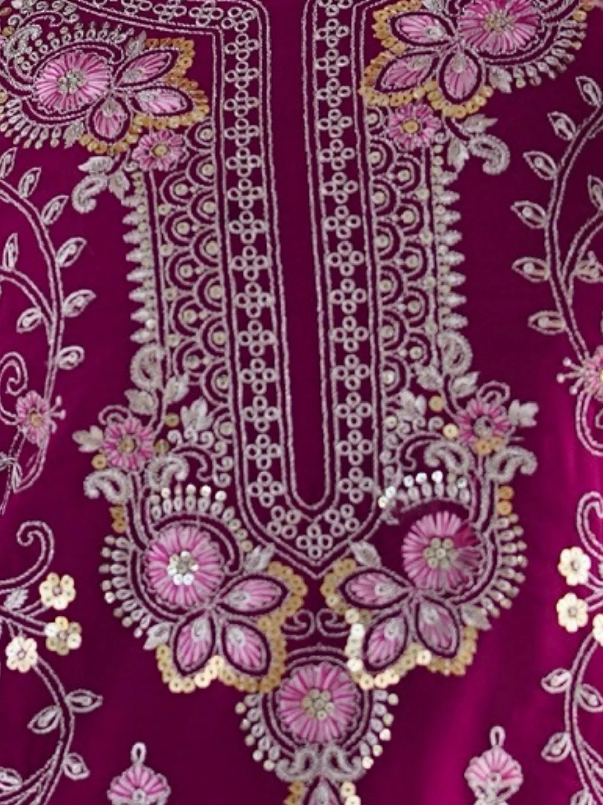 Odette Dark Pink Georgette Embroidered Stitched Kurta Set For Women - Image 5