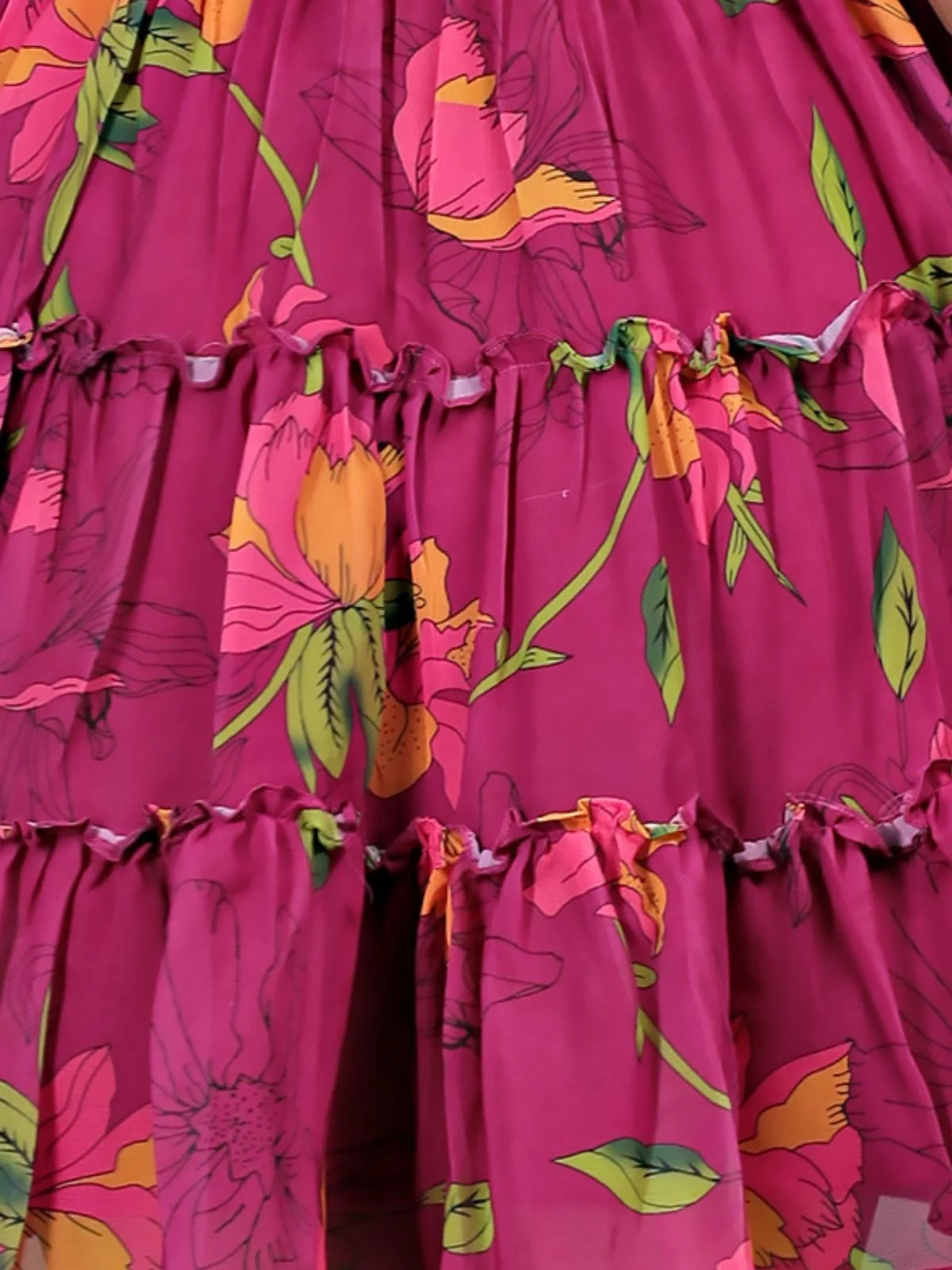 Odette Pink Georgette Solid Dress For Women - Image 4