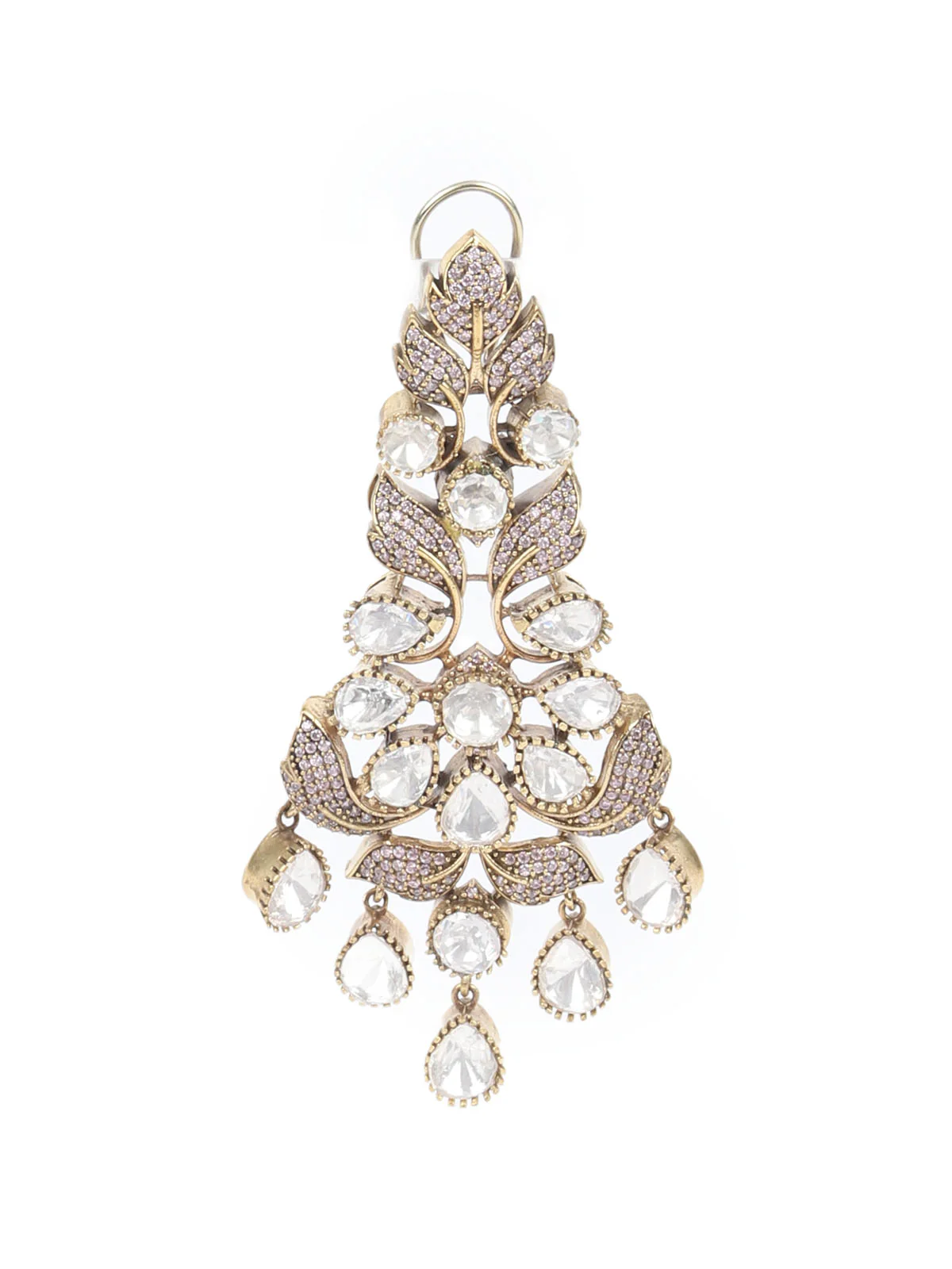 Odette Pink Kundan Gold Plated Dangler Earrings For Women - Image 4