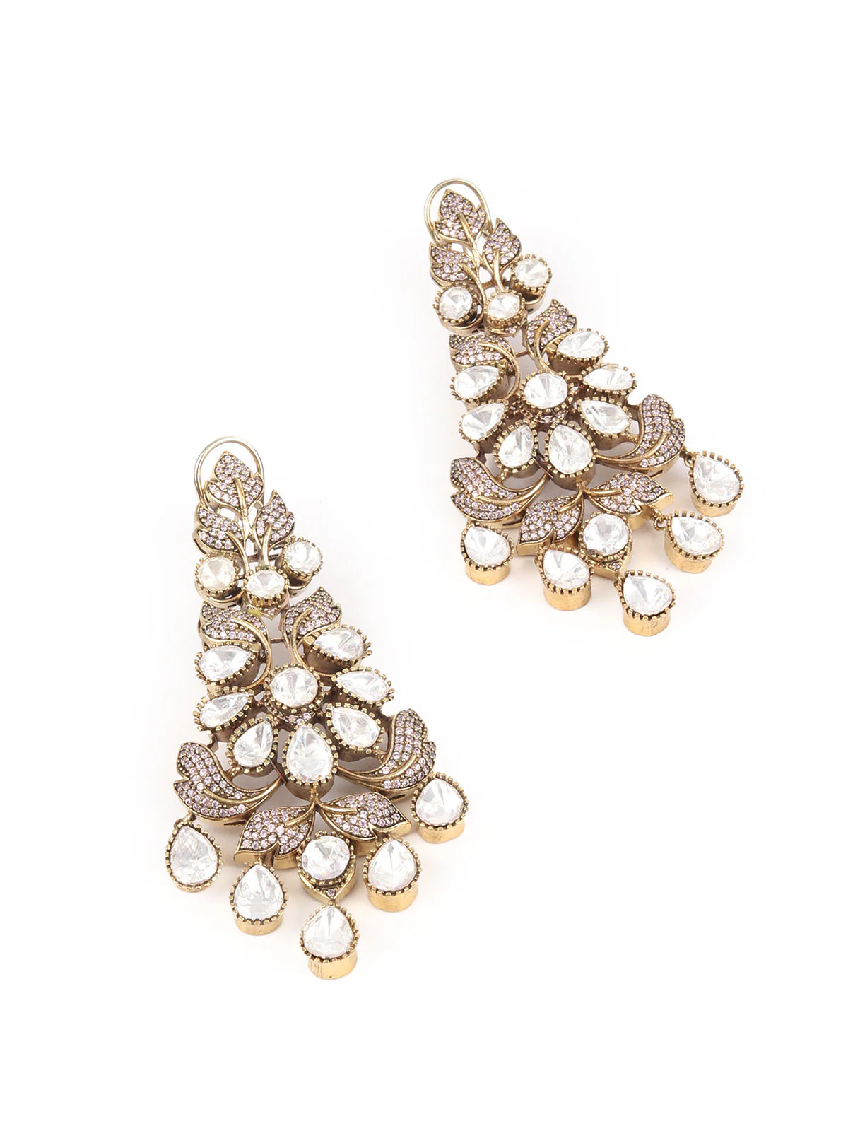 Odette Pink Kundan Gold Plated Dangler Earrings For Women - Image 5