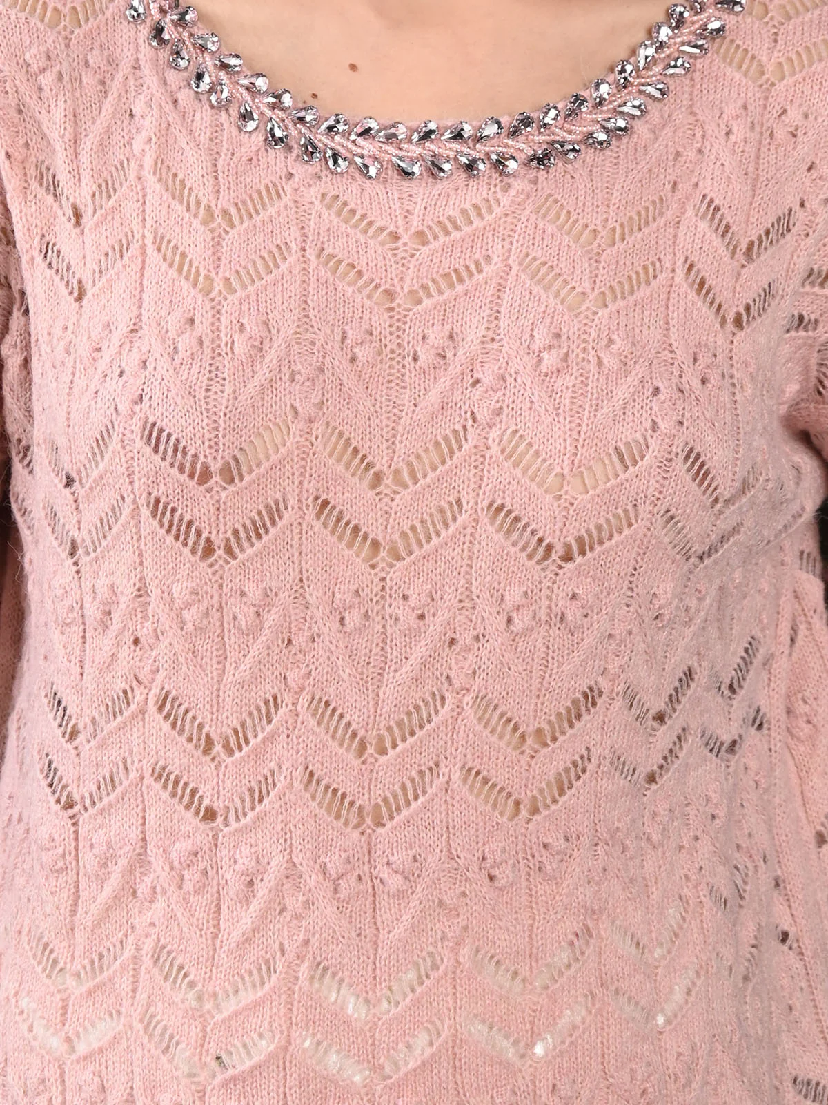 Odette Pink Light Wool High Neck Poncho Top For Women - Image 5