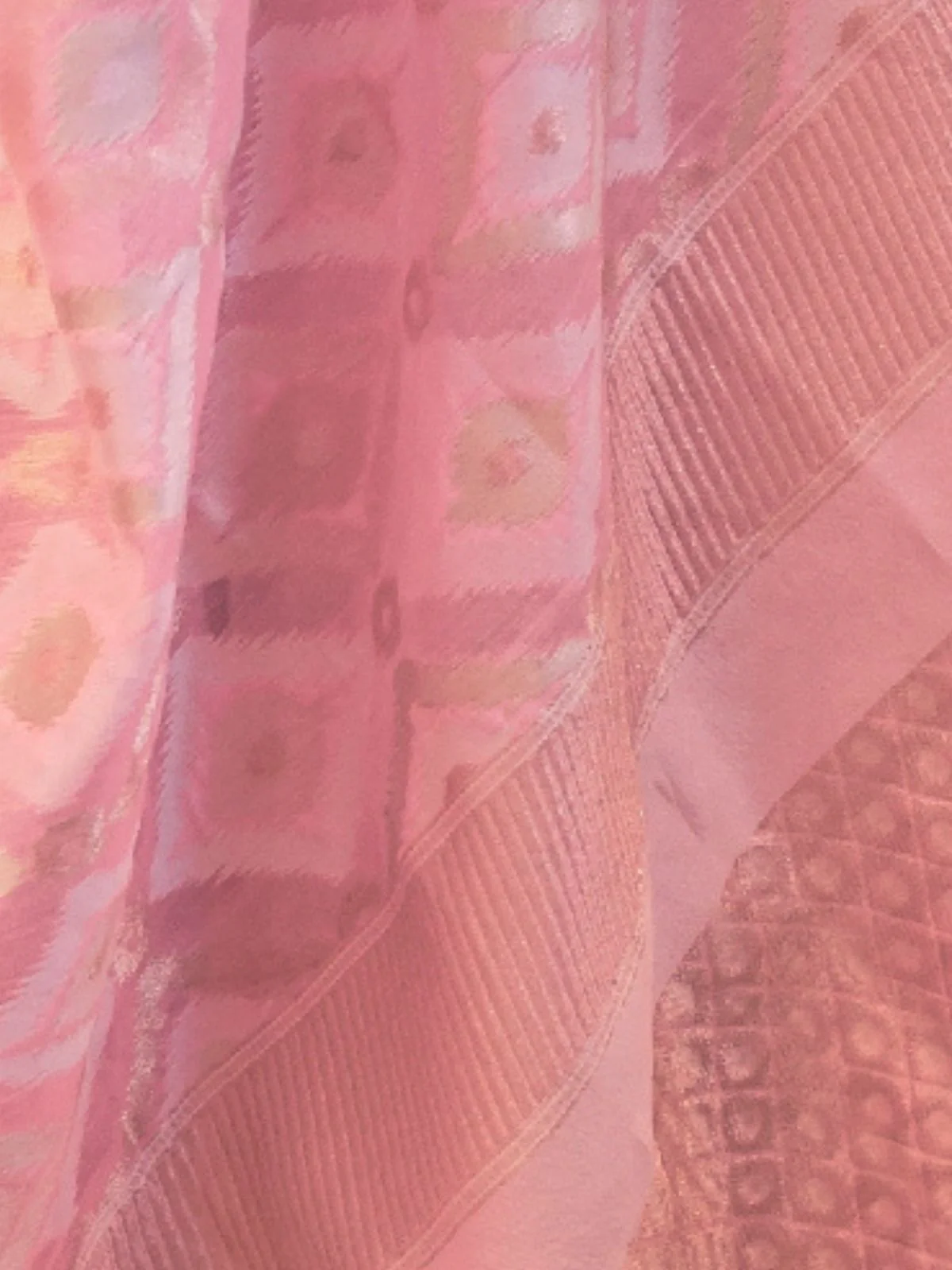 Odette Pink Linen Woven Saree With Unstitched Blouse for Women - Image 3