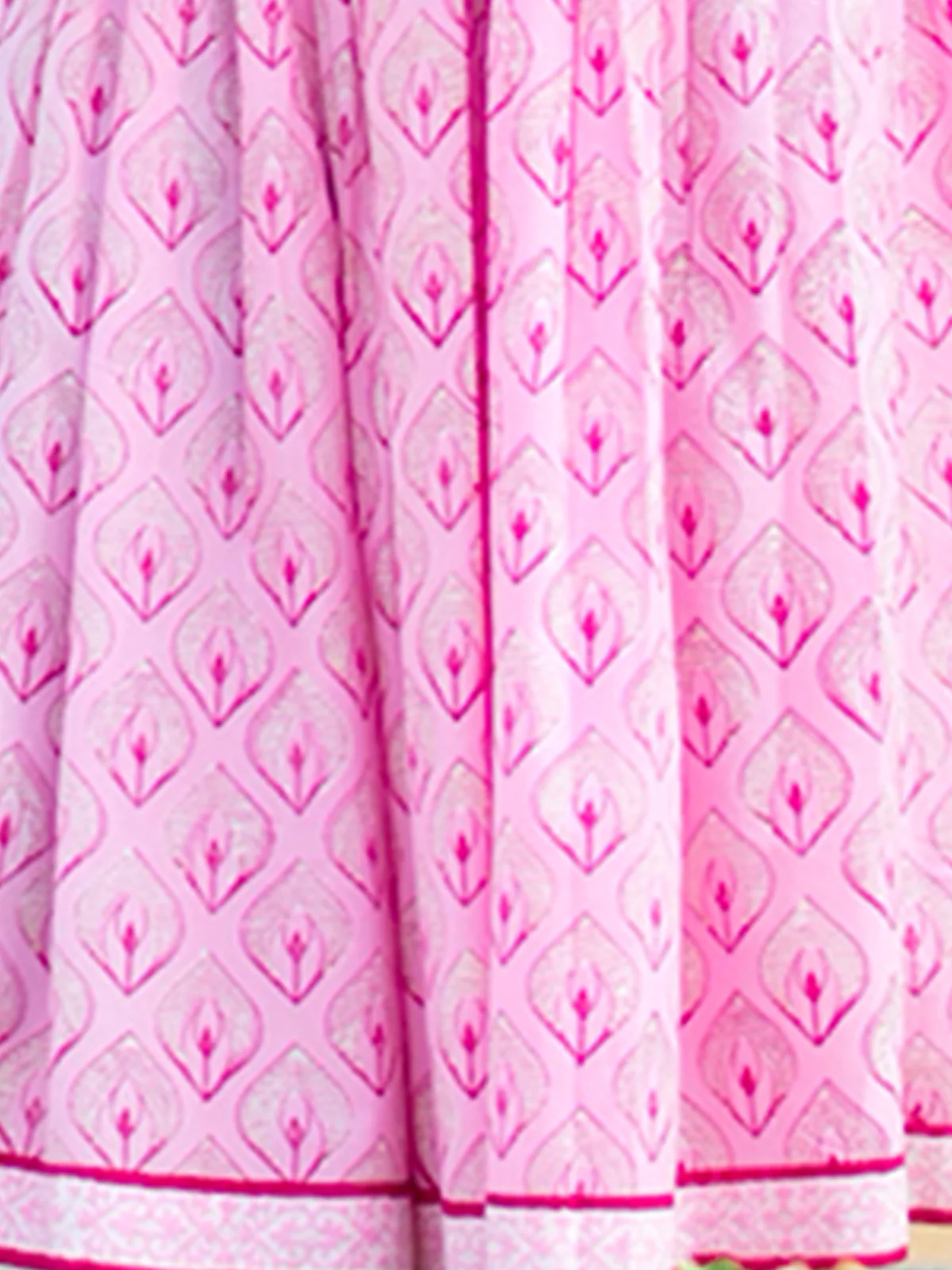 Odette Pink Muslin Printed Stitched Gown for Women - Image 5