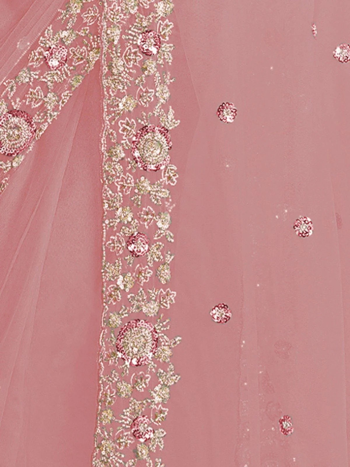 Odette Pink Net Embellished Elegant Saree For Women - Image 4