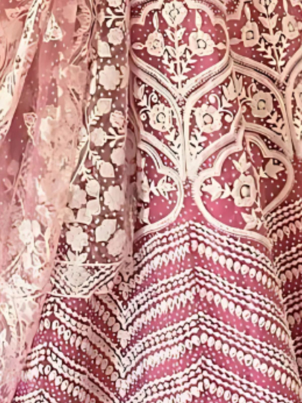 Odette Pink Net Embellished Semi-Stitched lehenga For Women - Image 5