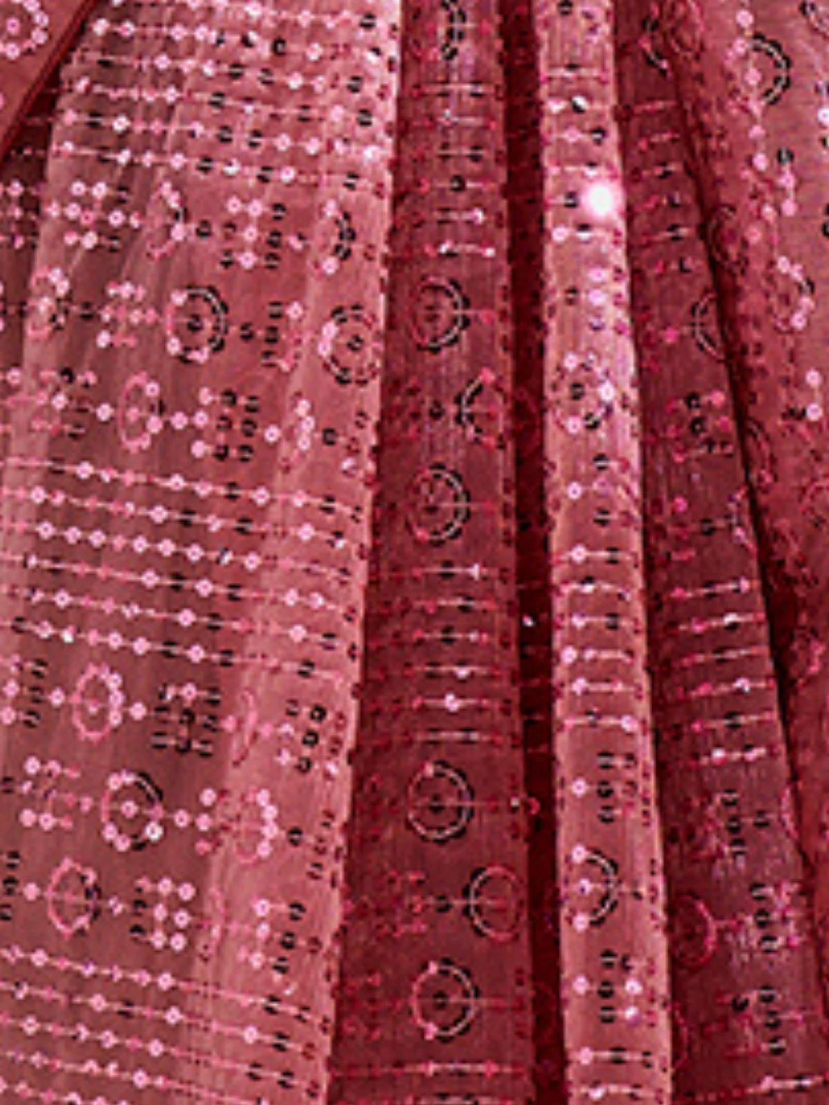 Odette Pink Net Organza Sequins Saree With Unstitched Blouse For Women - Image 3