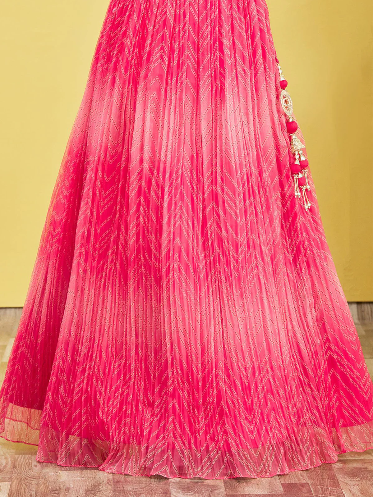 Odette Pink Organza Embellished Semi Stitched Lehenga With Unstitched Blouse For Women - Image 6