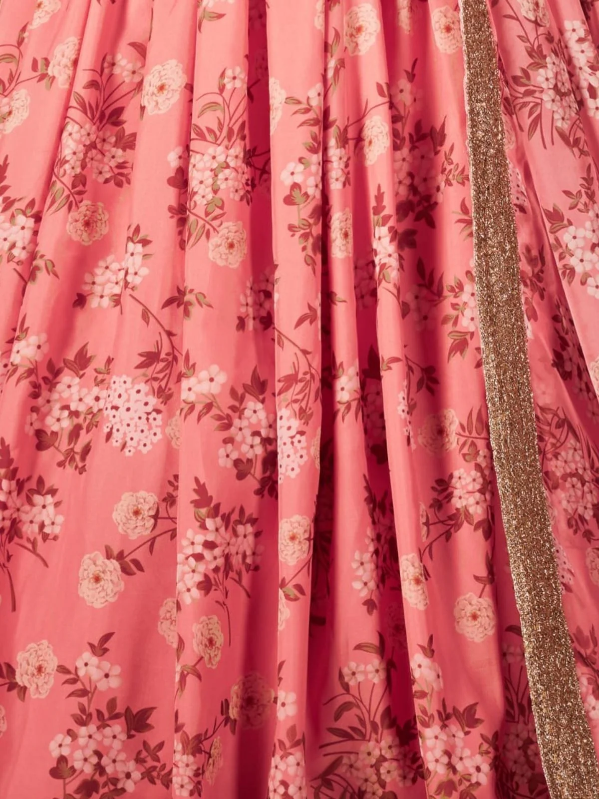 Odette Pink Organza Printed Semi Stitched Lehenga With Unstitched Blouse For Women - Image 6