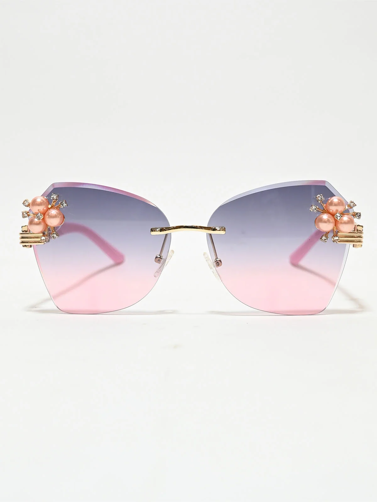 Odette Pink Polycarbonate Embellished Sunglasses For Women - Image 3
