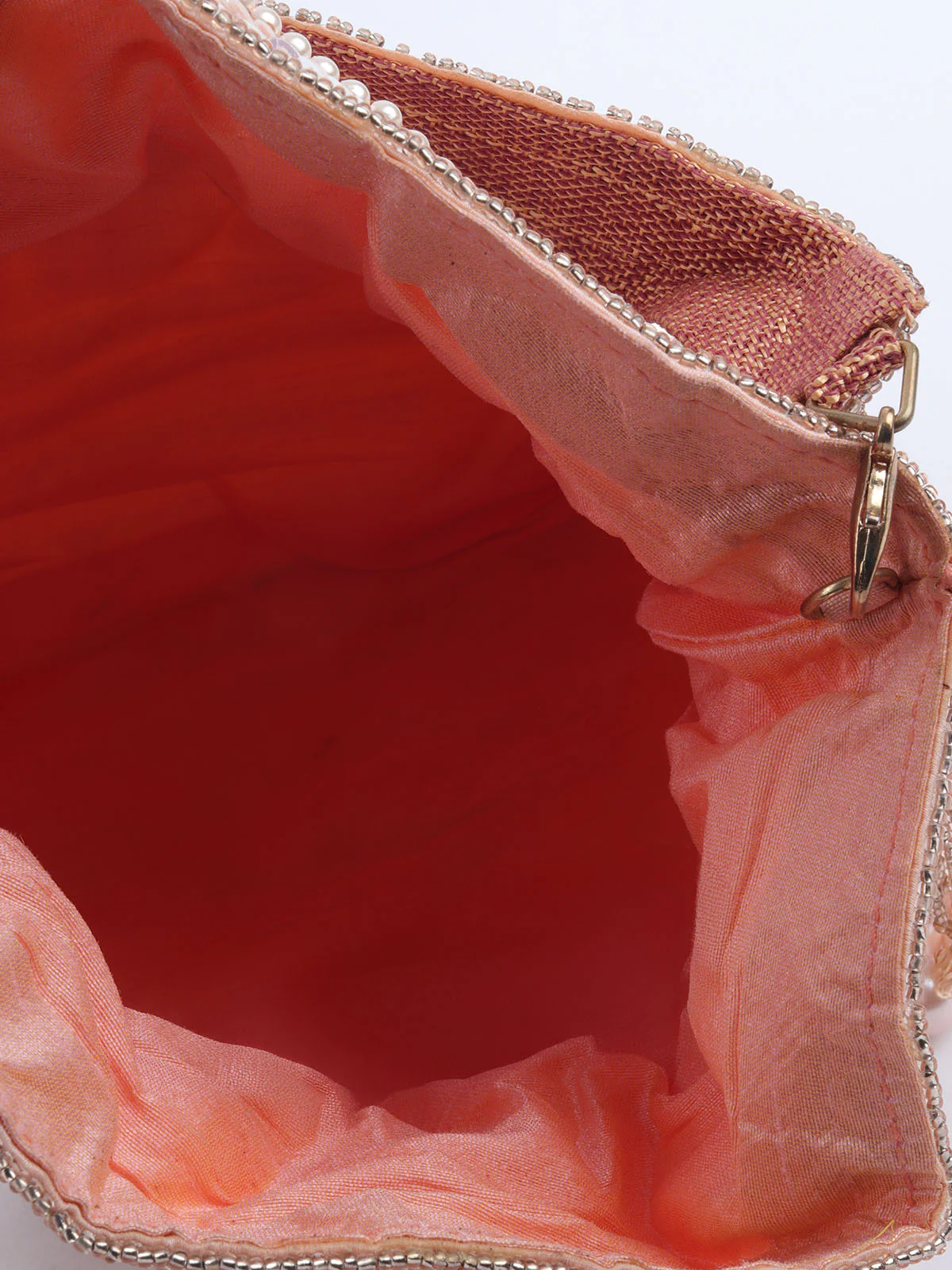 Odette Pink Polyester Embellished Potli For Women - Image 6