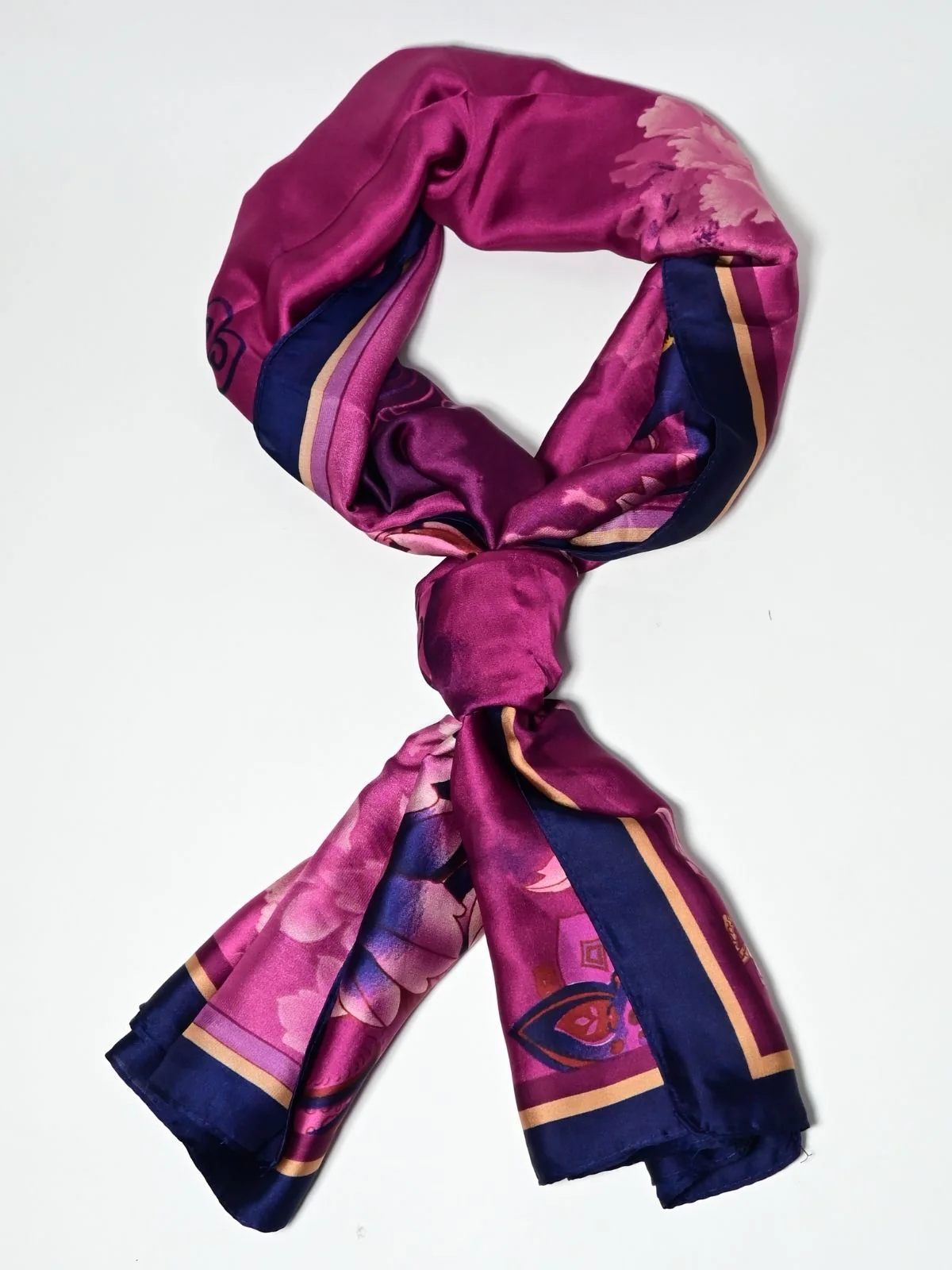 Odette Pink Printed Satin Scarf For Women - Image 3