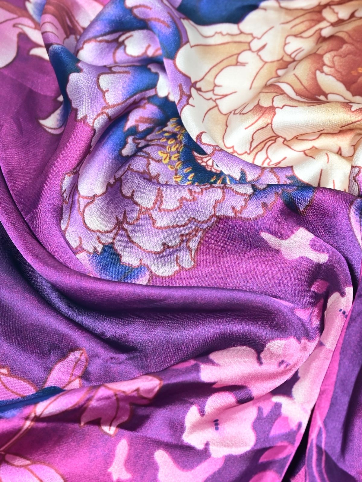 Odette Pink Printed Satin Scarf For Women - Image 6