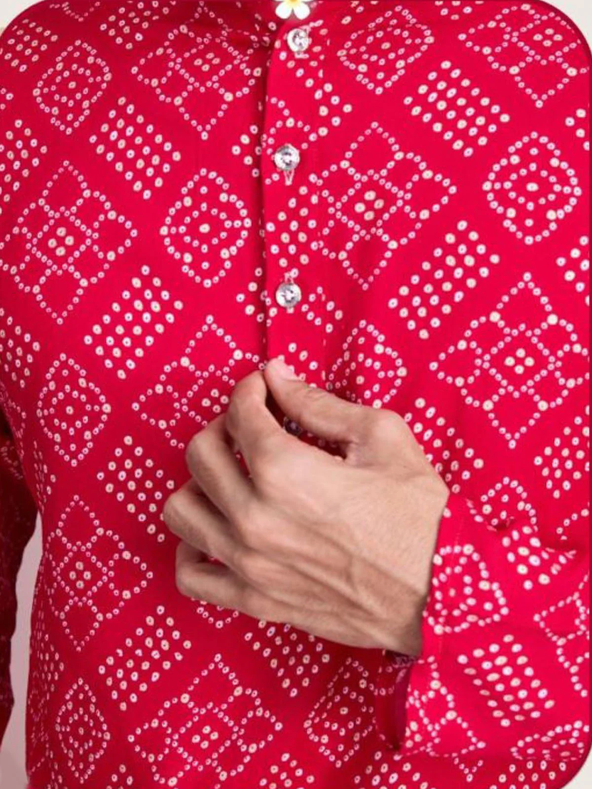 Odette Pink Rayon Printed Stitched Kurta For Men - Image 4