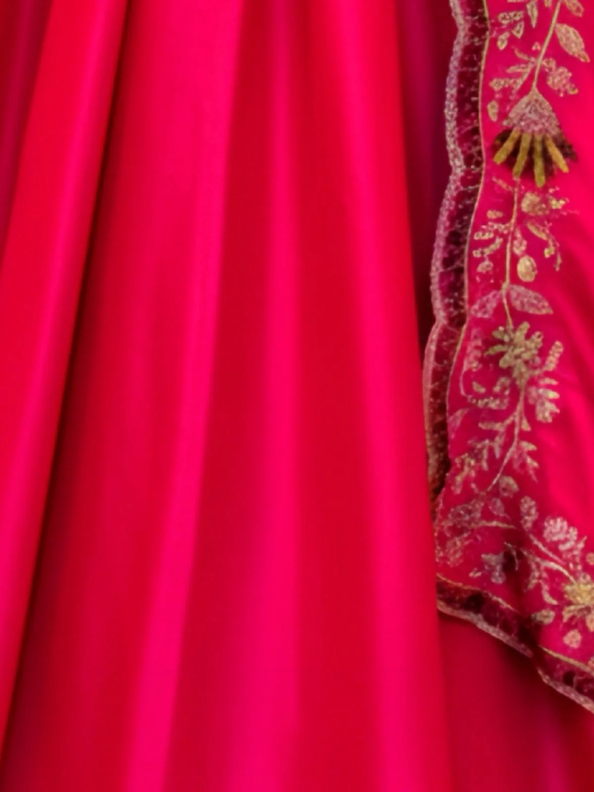 Odette Pink Satin Embellished Semi Stitched Lehenga For Women - Image 4