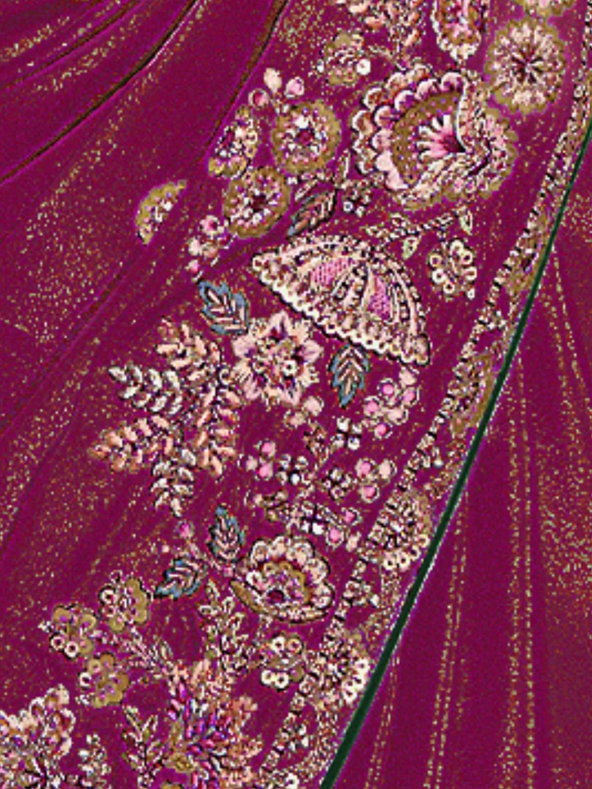 Odette Pink Satin Embroidered Elegant Saree For Women - Image 4