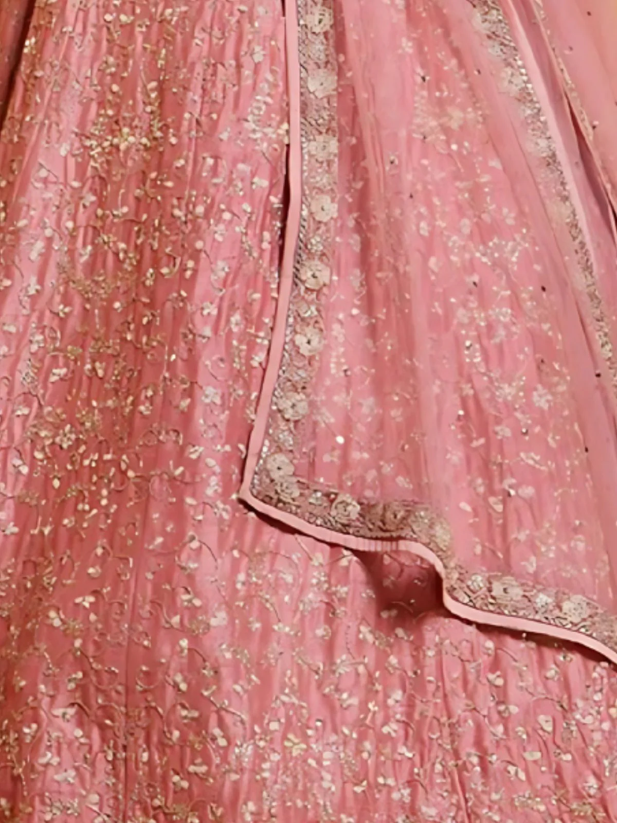 Odette Pink Satin Embroidered Semi-Stitched Lehenga For Women - Image 4