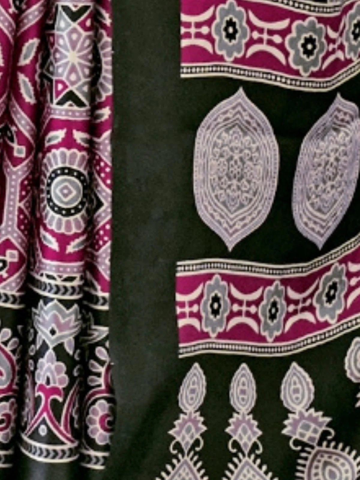Odette Pink Satin Printed Saree With Unstitched Blouse For Women - Image 3