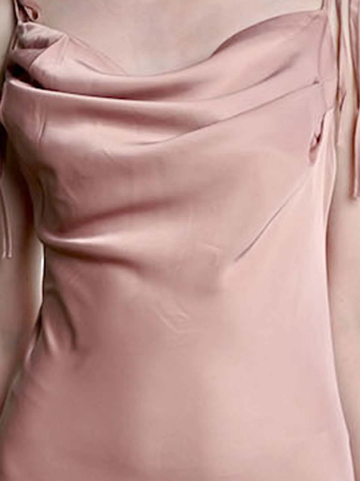 Odette Pink Satin Solid Dress For Women - Image 5