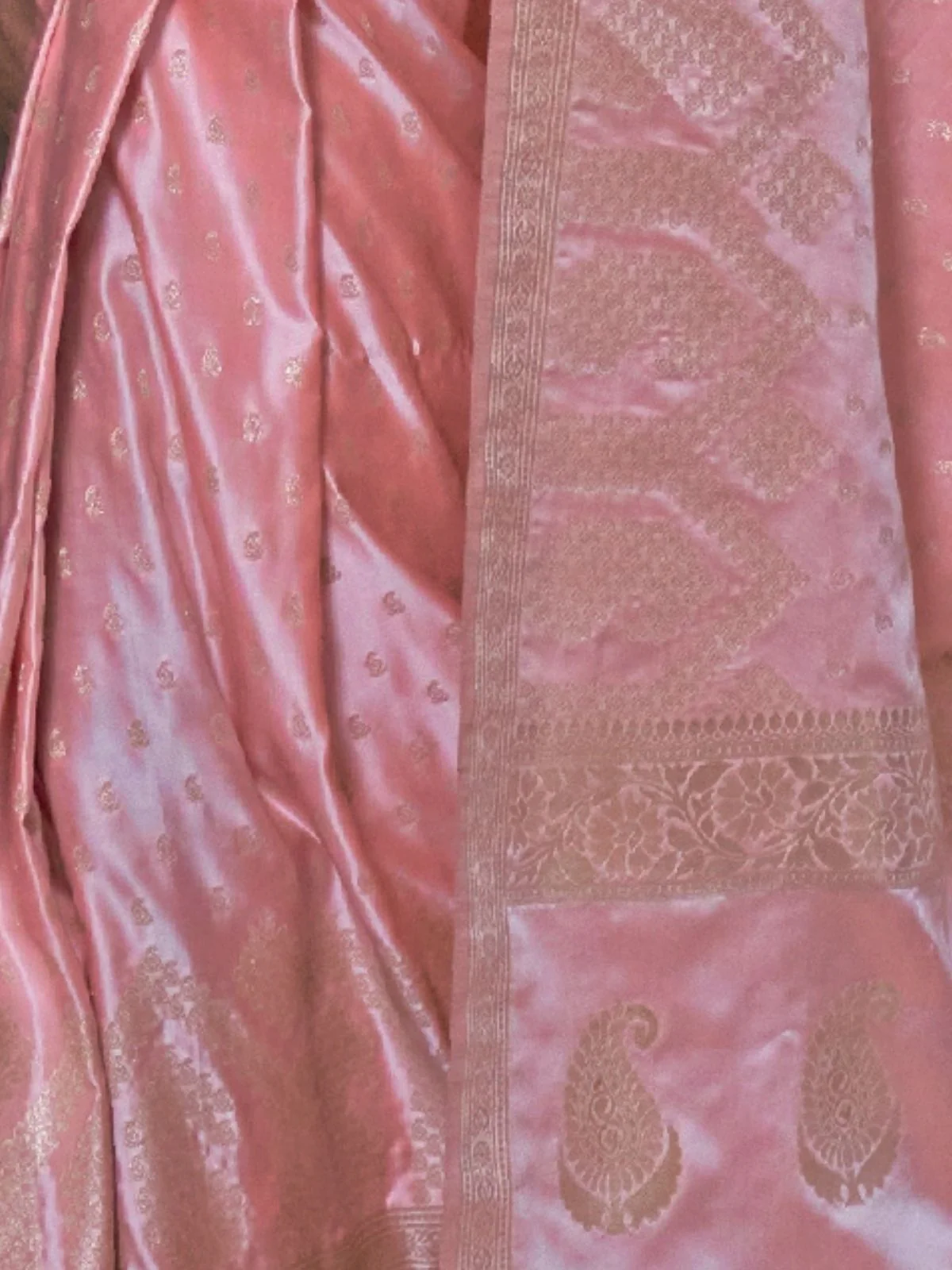Odette Pink Satin Woven Saree With Unstitched Blouse For Women - Image 3