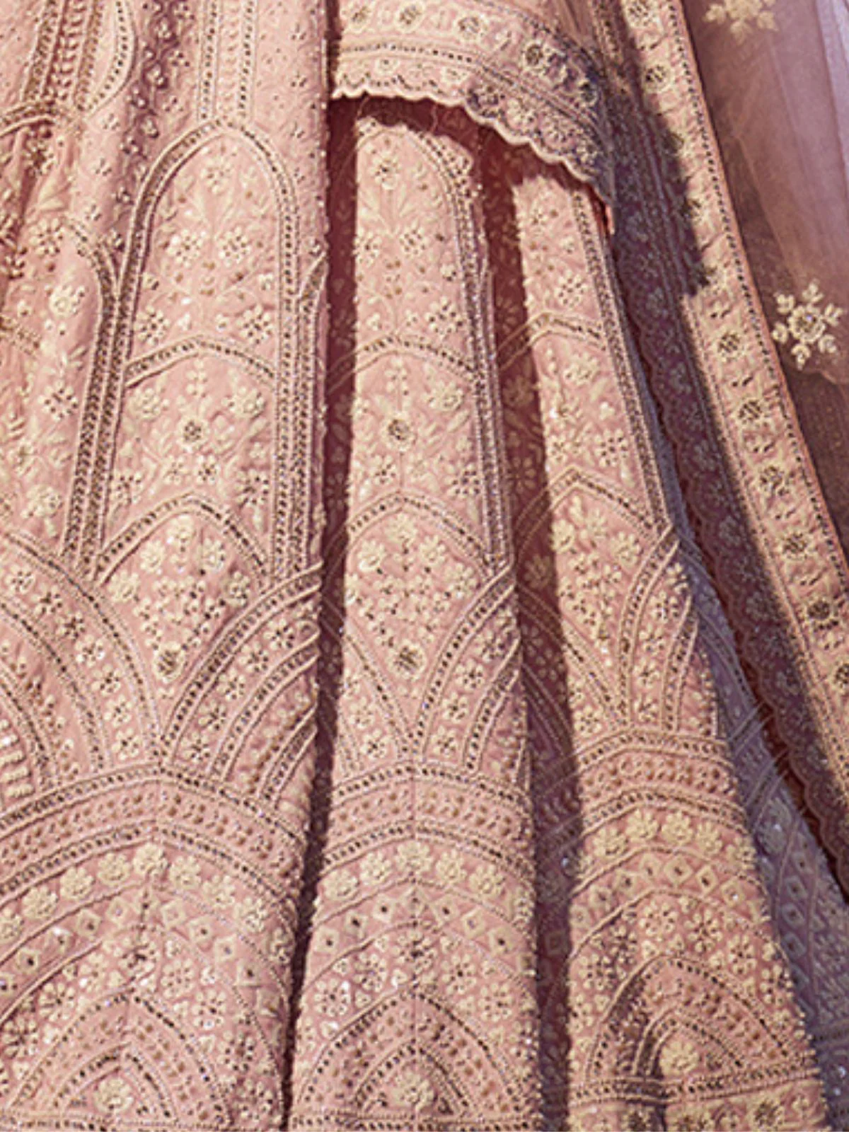 Odette Pink Silk Blend Embroidered Semi-Stitched Lehenga For Women - Image 5