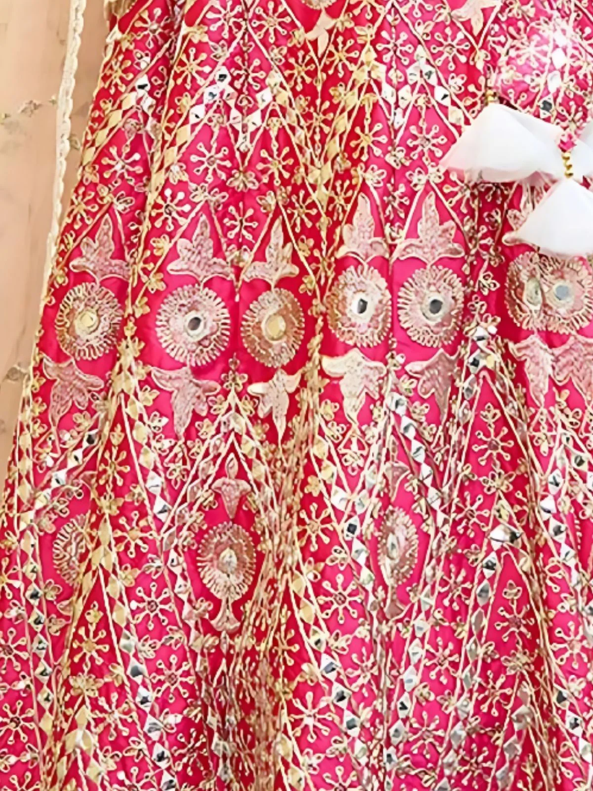 Odette Pink Silk Blend Embroidered Semi-Stitched Lehenga For Women - Image 4