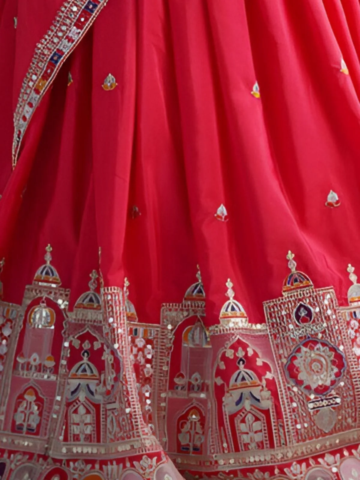 Odette Pink Silk Blend Embroidered Semi-Stitched lehenga For Women - Image 6
