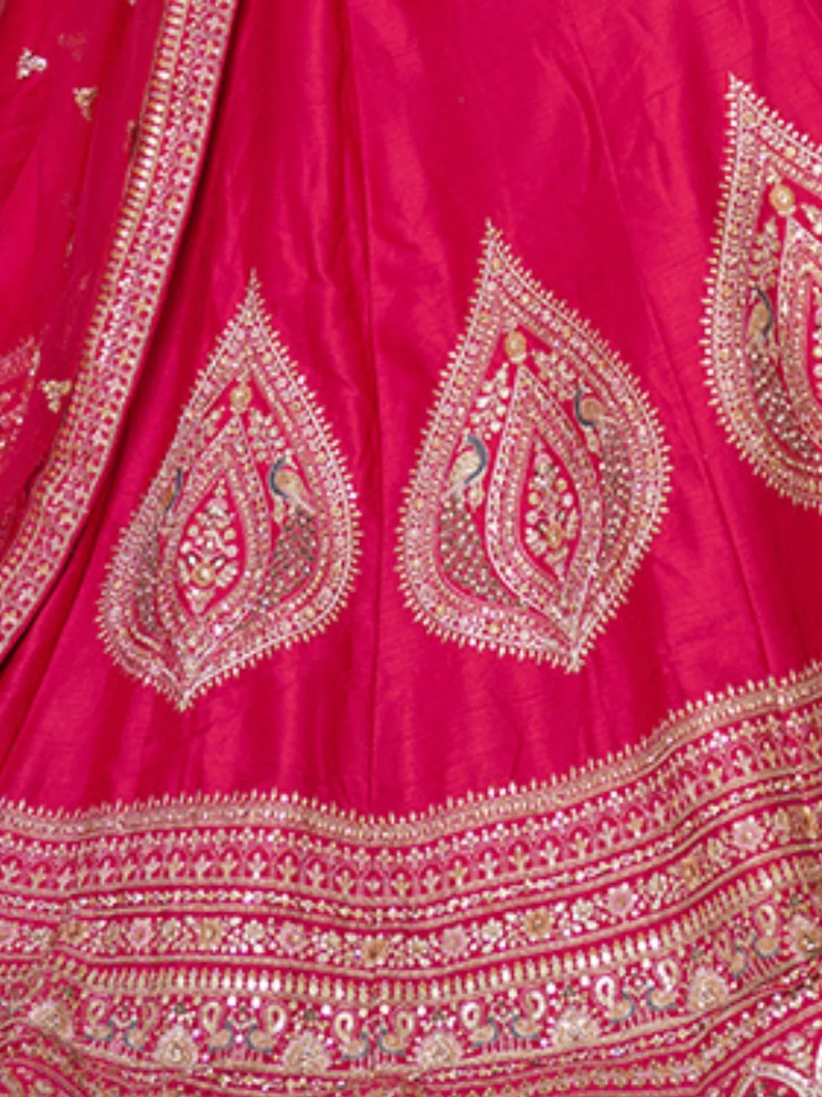 Odette Pink Silk Blend Embroidered Semi-Stitched Lehenga For Women - Image 4
