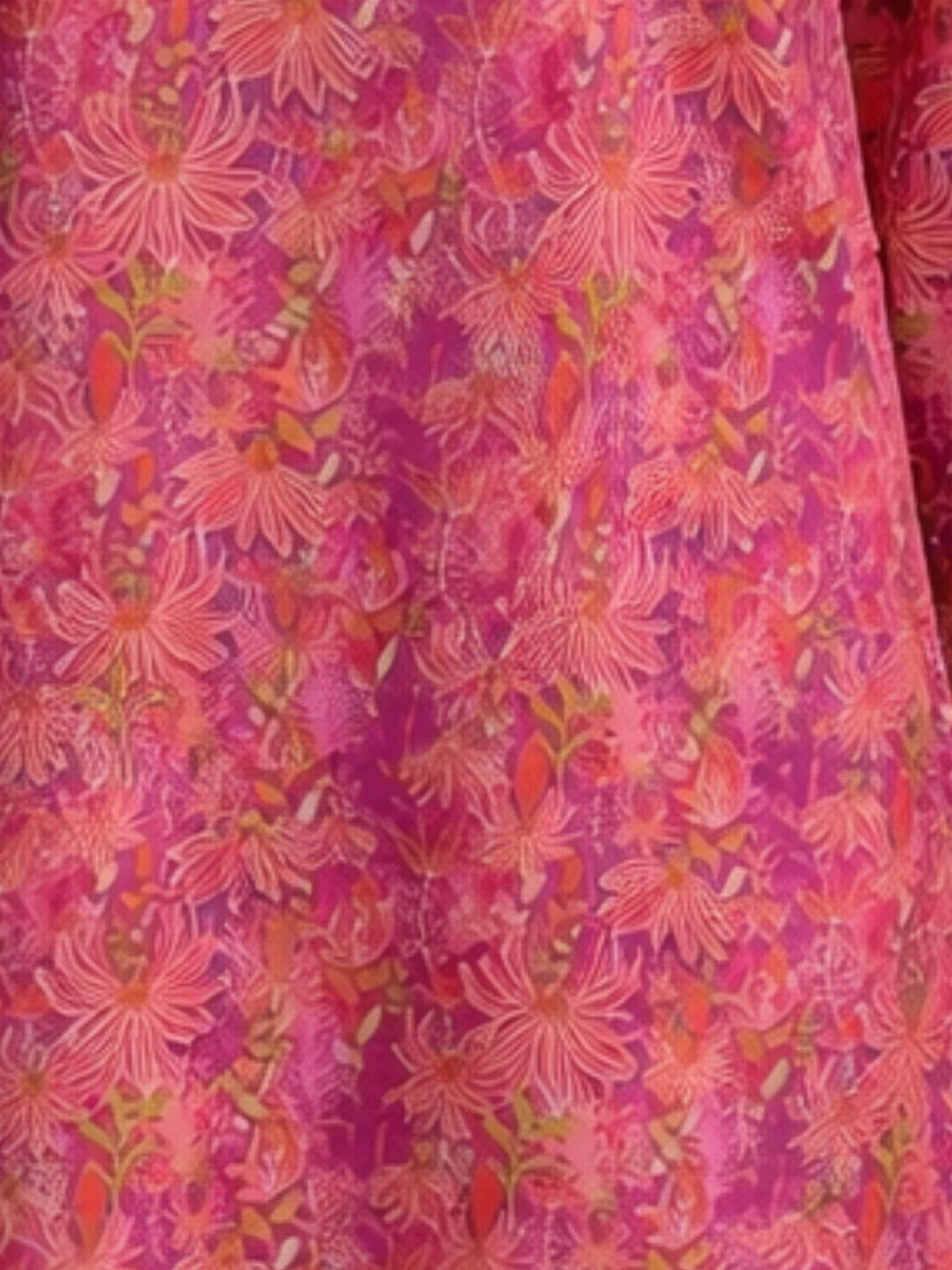 Odette Pink Silk Blend Floral Print Solid Kurti For Women - Image 5