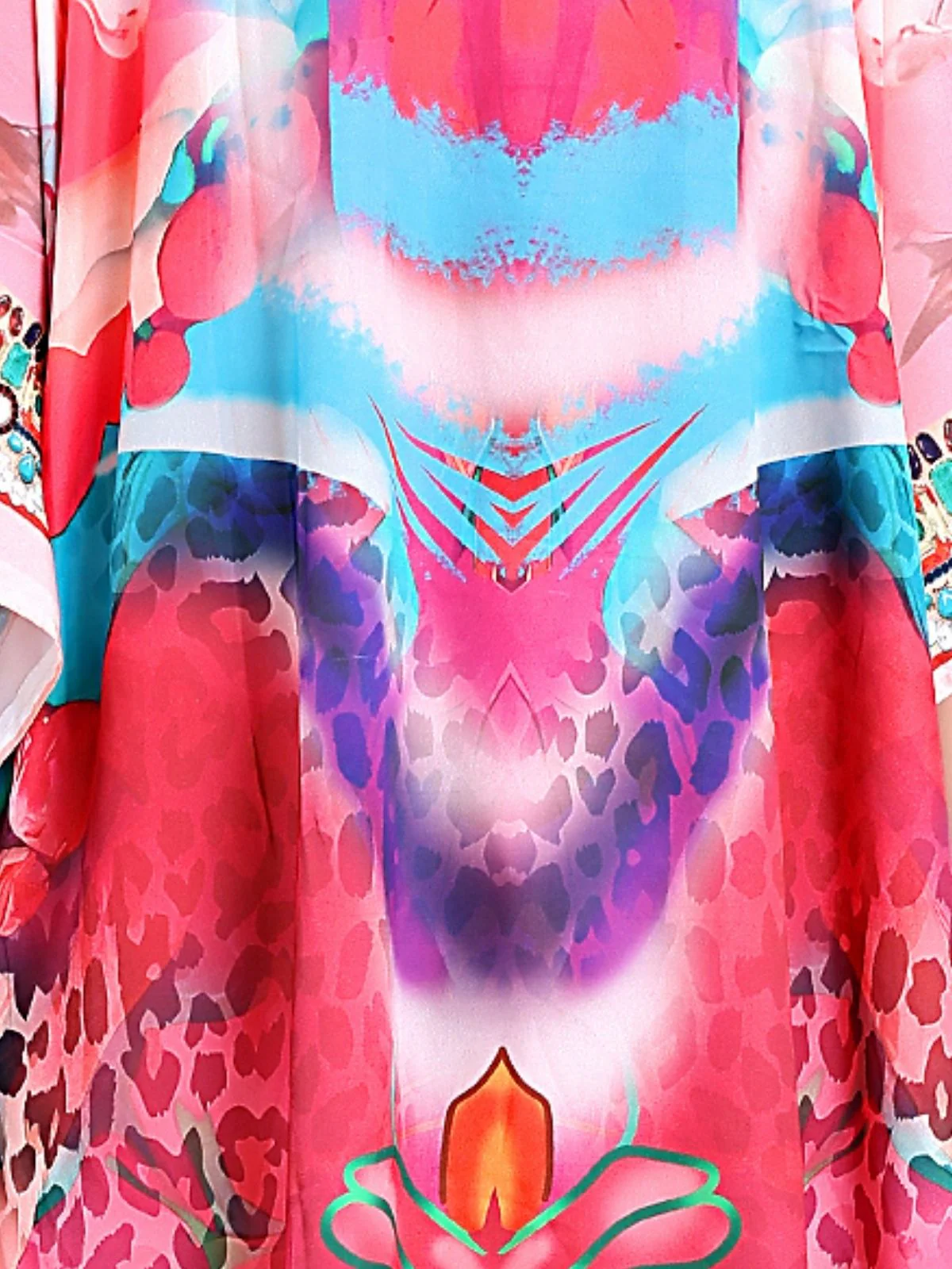 Odette Pink Silk Blend Printed Kaftan For Women - Image 5