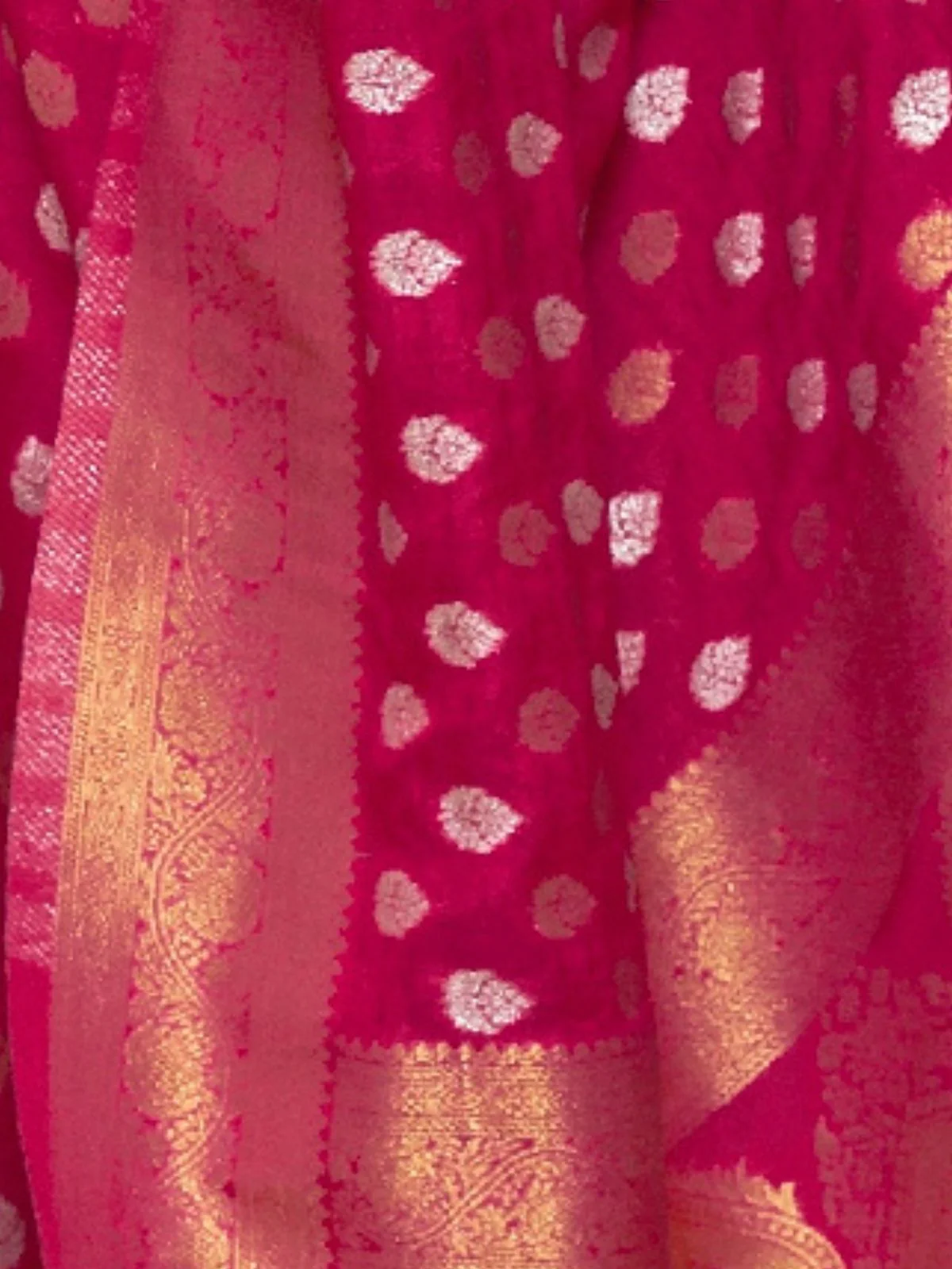 Odette Pink Silk Blend Woven Saree With Unstitched Blouse for Women - Image 3