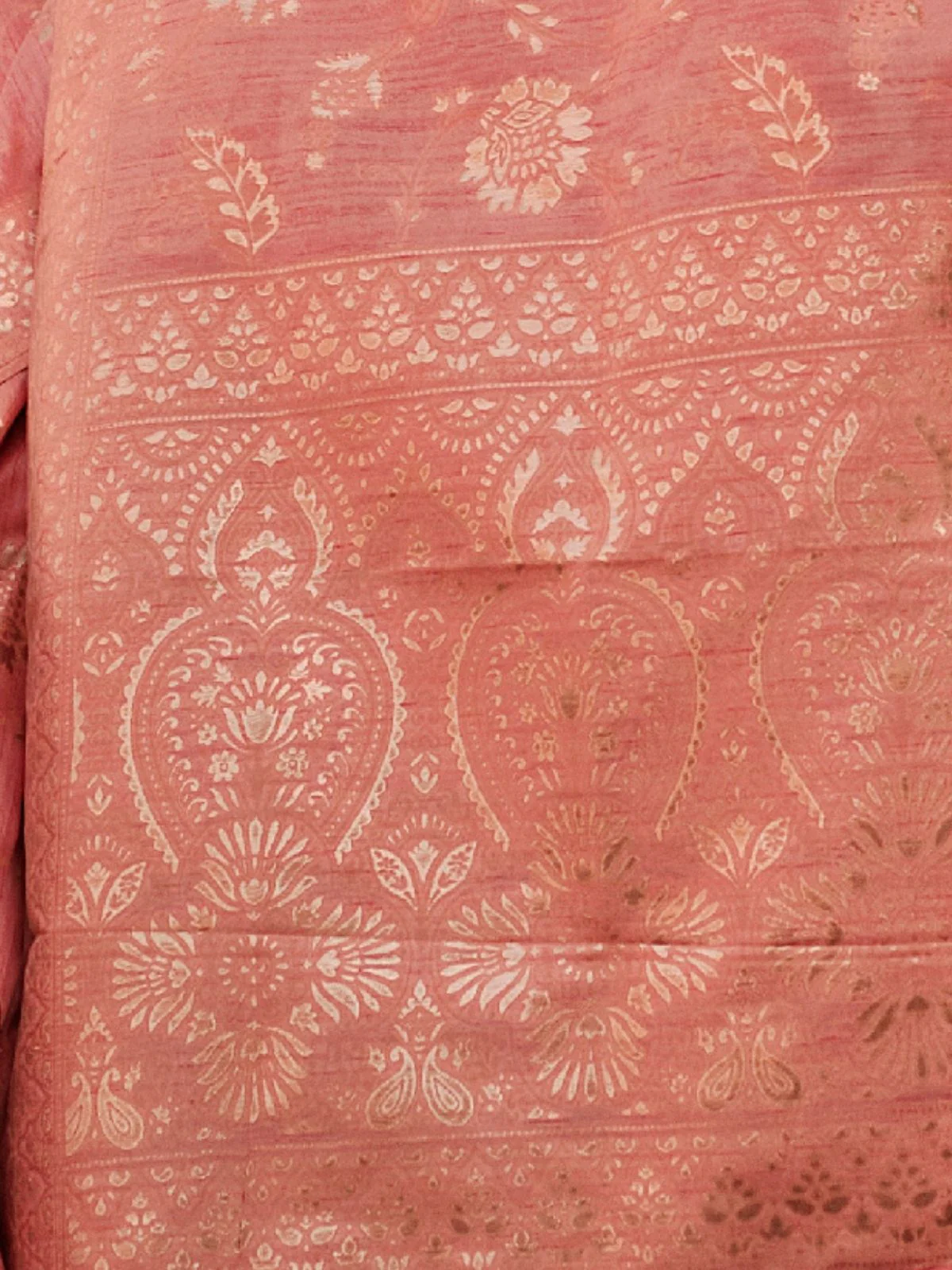 Odette Pink Silk Blend Woven Saree With Unstitched Blouse For Women - Image 3