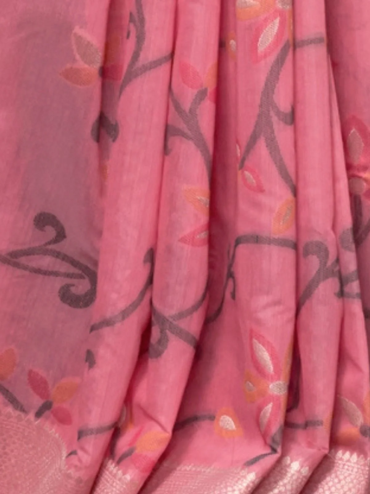 Odette Pink Silk Blend Woven Saree With Unstitched Blouse For Women - Image 3